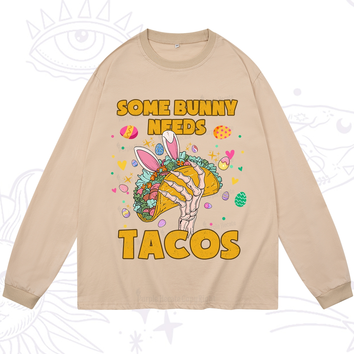 Purplehecate Some Bunny Needs Tacos Easter Long Sleeve T-Shirt