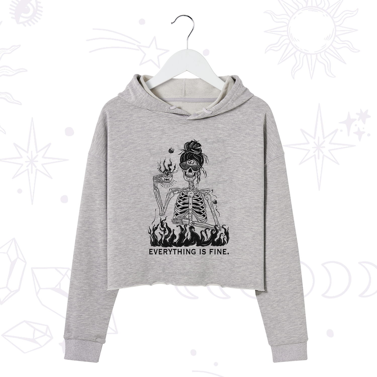 Purplehecate Everything Is Fine Crop Hoodie