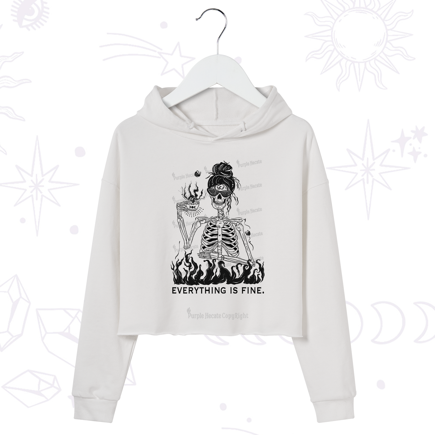 Purplehecate Everything Is Fine Crop Hoodie