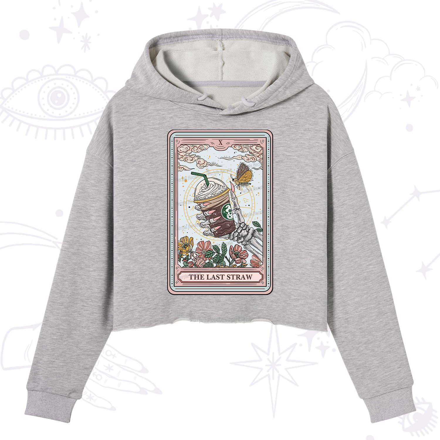Purplehecate The Last Straw Tarot Crop Hoodie