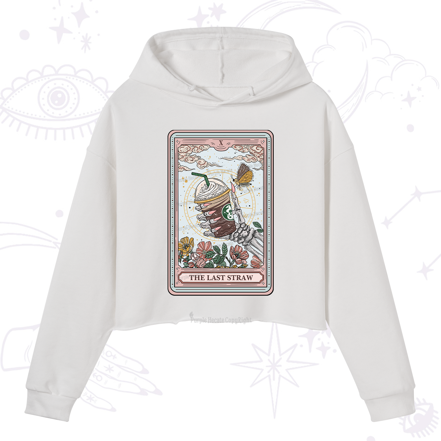 Purplehecate The Last Straw Tarot Crop Hoodie