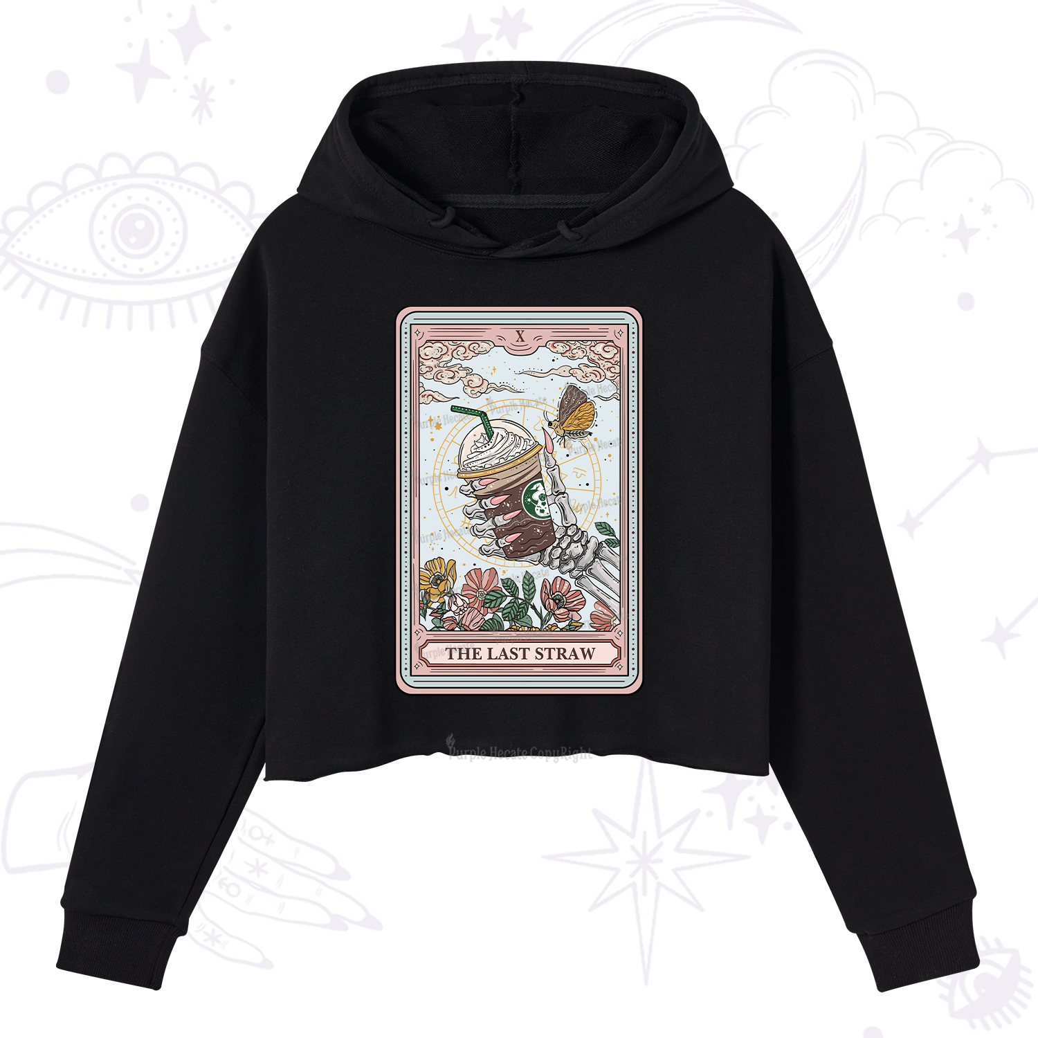 Purplehecate The Last Straw Tarot Crop Hoodie