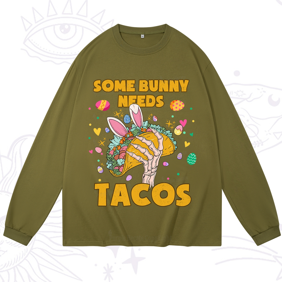 Purplehecate Some Bunny Needs Tacos Easter Long Sleeve T-Shirt