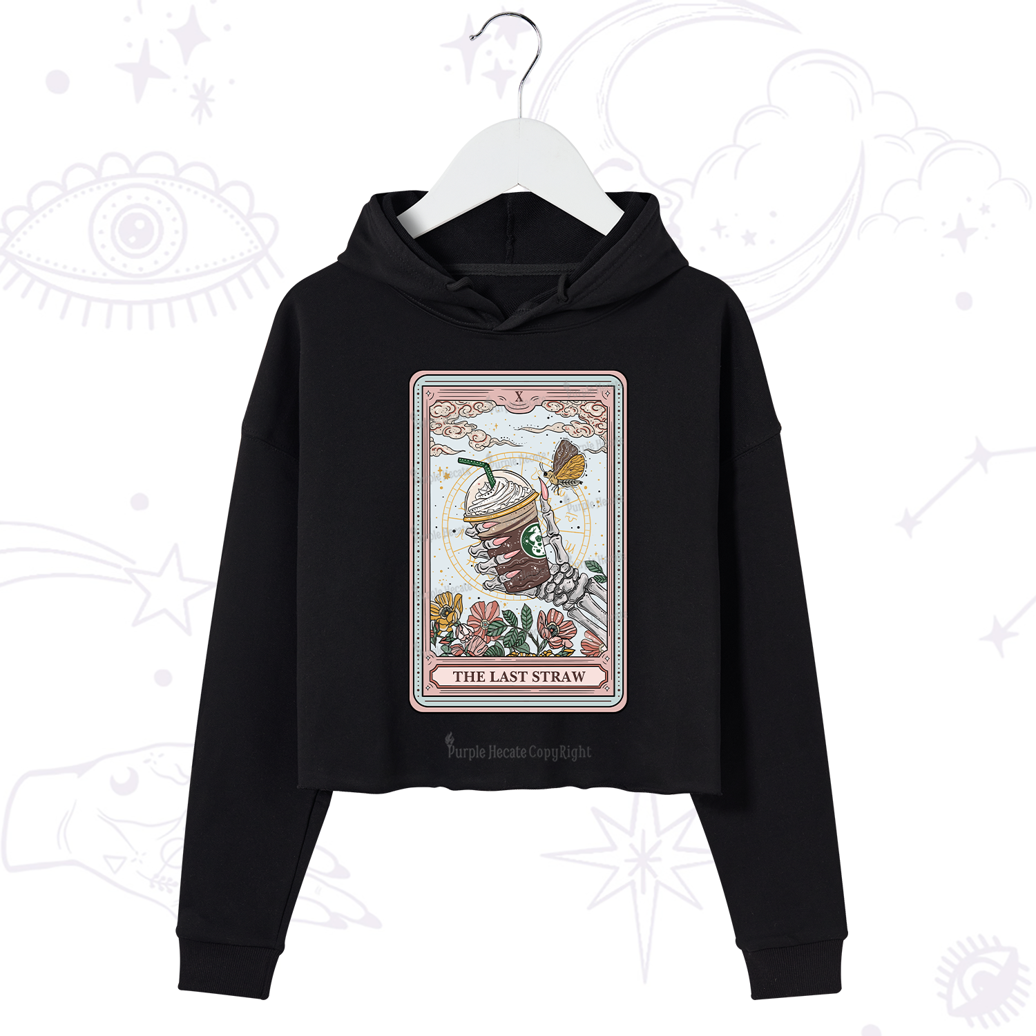 Purplehecate The Last Straw Tarot Crop Hoodie