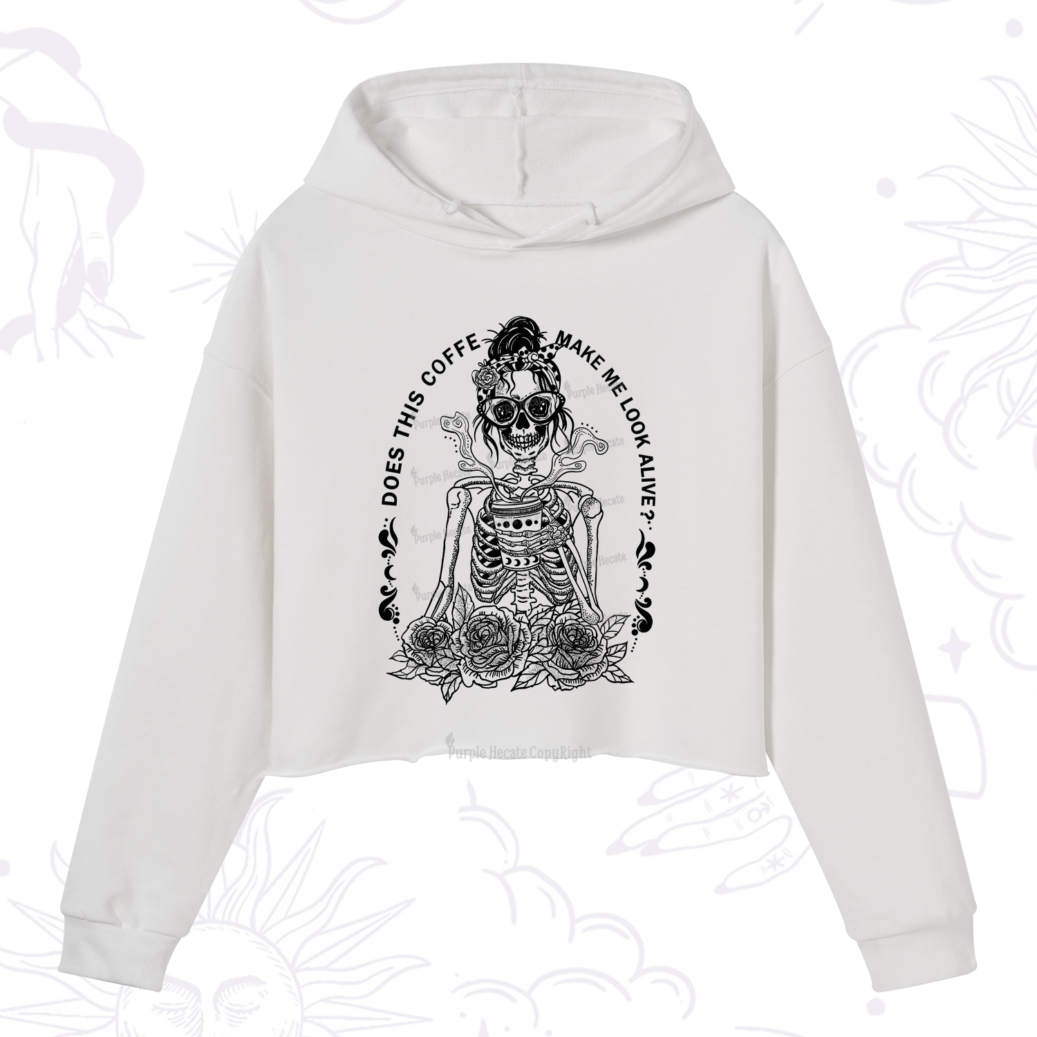 Purplehecate Does This Coffee Make Me Look Alive Crop Hoodie