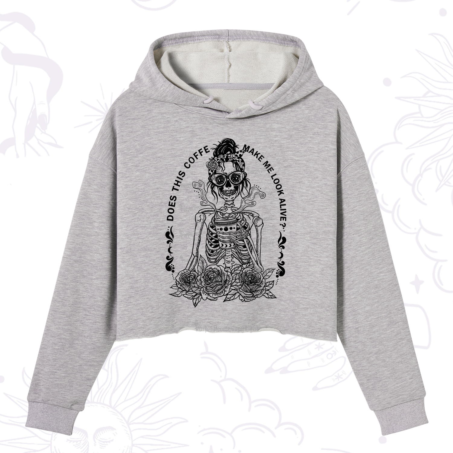 Purplehecate Does This Coffee Make Me Look Alive Crop Hoodie