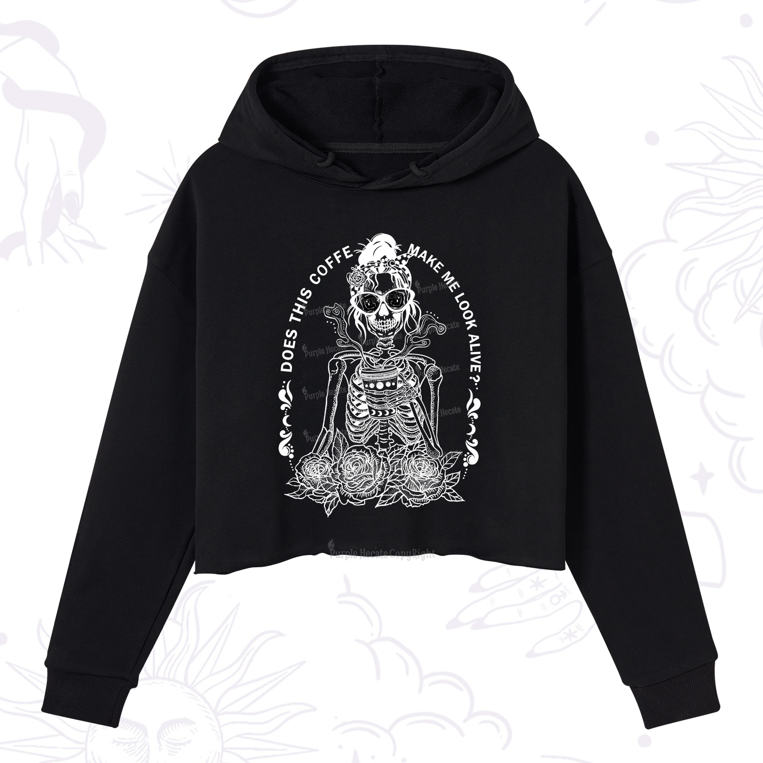 Purplehecate Does This Coffee Make Me Look Alive Crop Hoodie