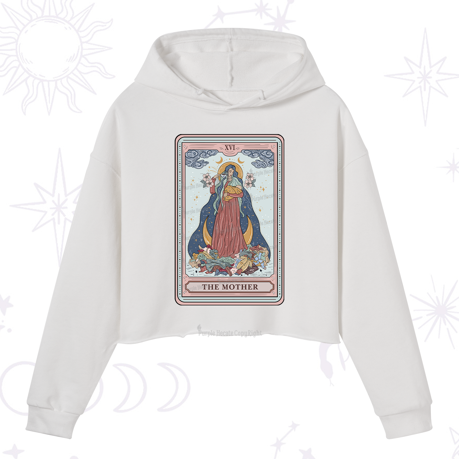 Purplehecate The Mother Tarot Crop Hoodie