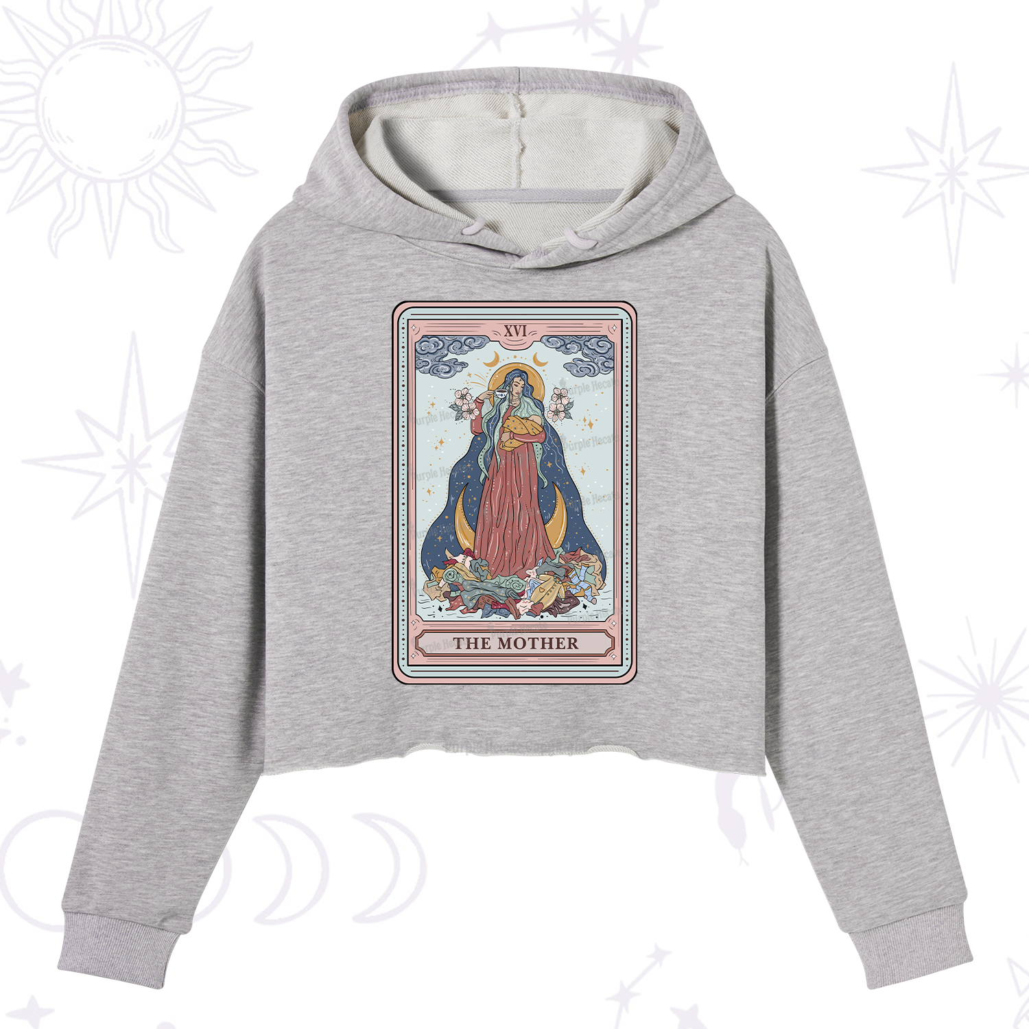 Purplehecate The Mother Tarot Crop Hoodie