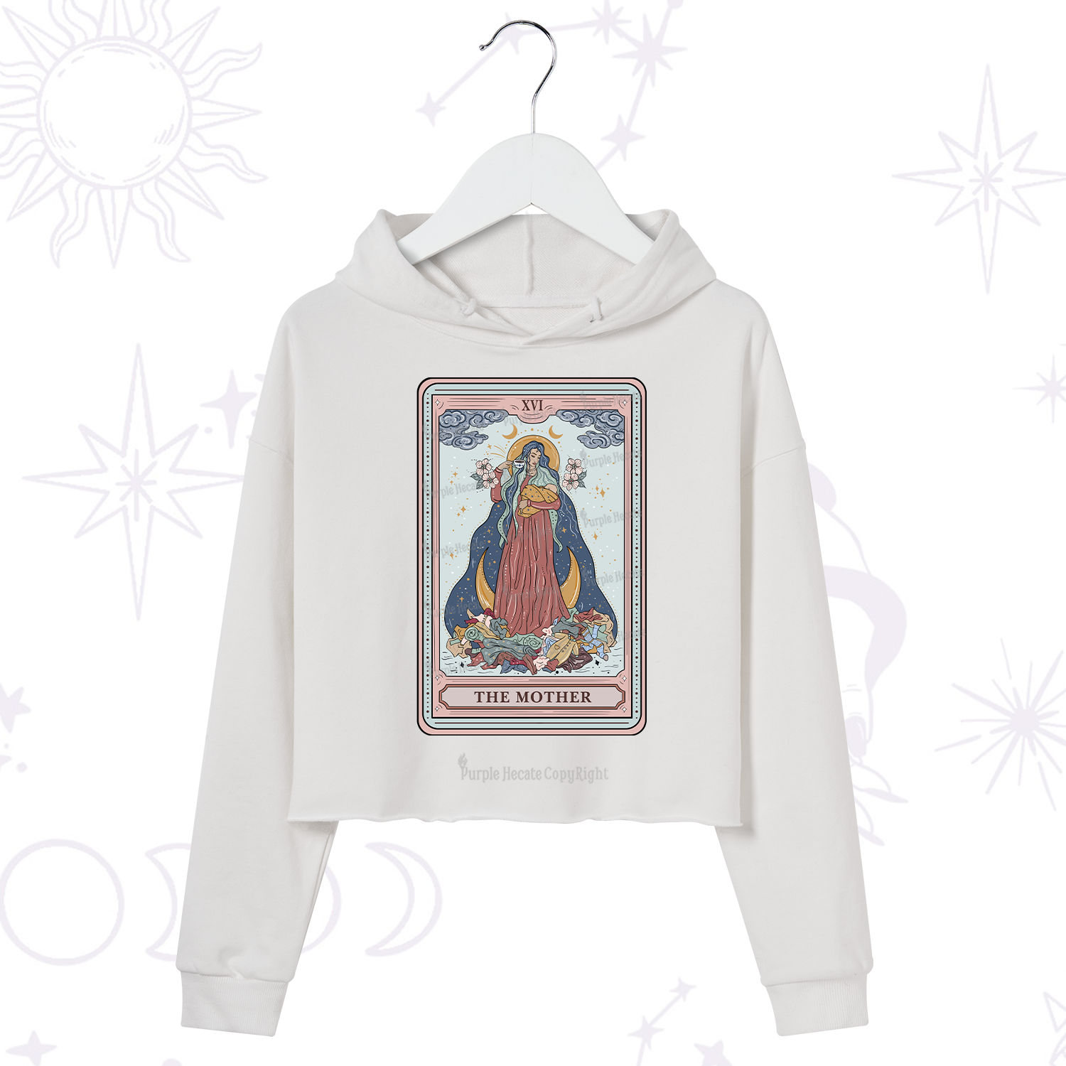 Purplehecate The Mother Tarot Crop Hoodie
