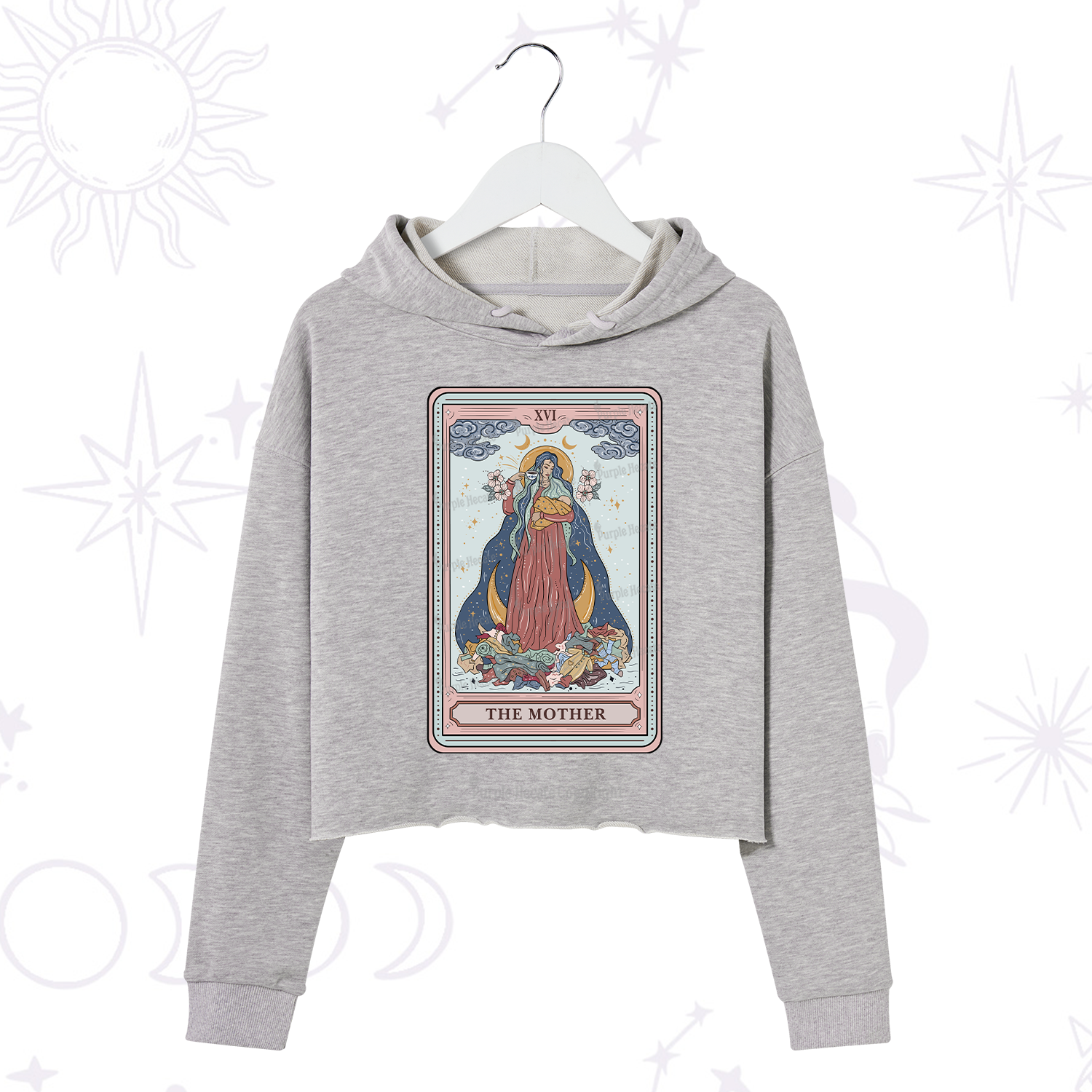 Purplehecate The Mother Tarot Crop Hoodie