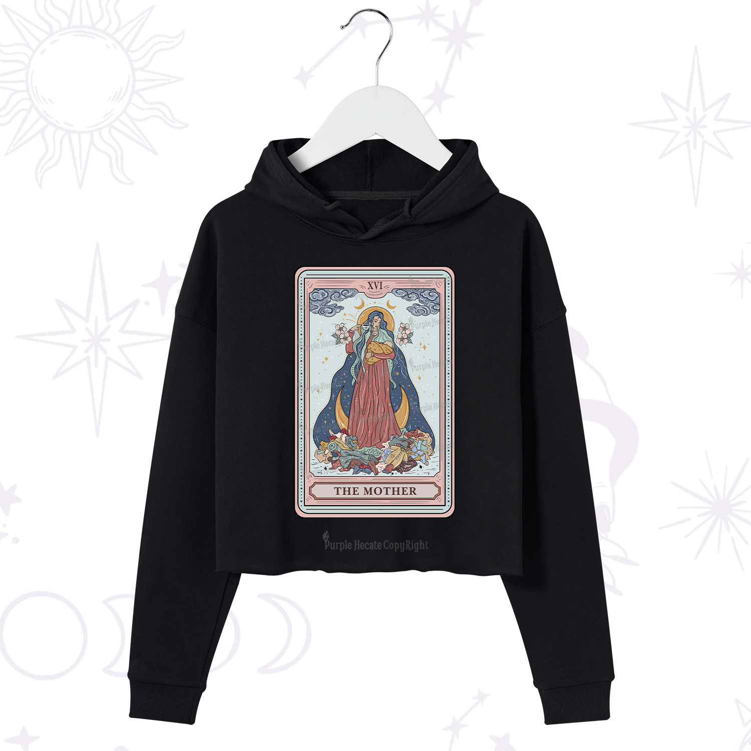 Purplehecate The Mother Tarot Crop Hoodie
