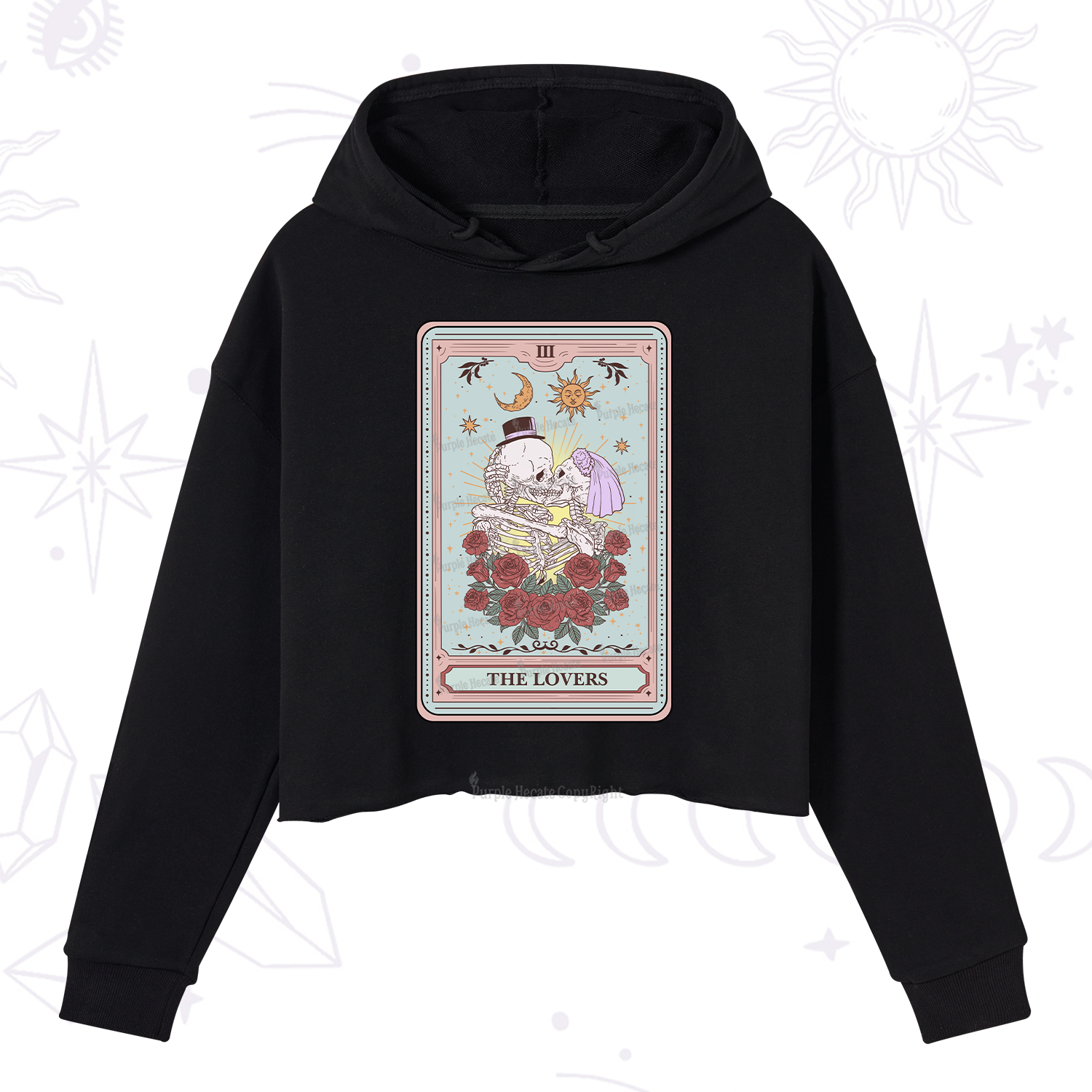 Purplehecate The Lovers Tarot Crop Hoodie
