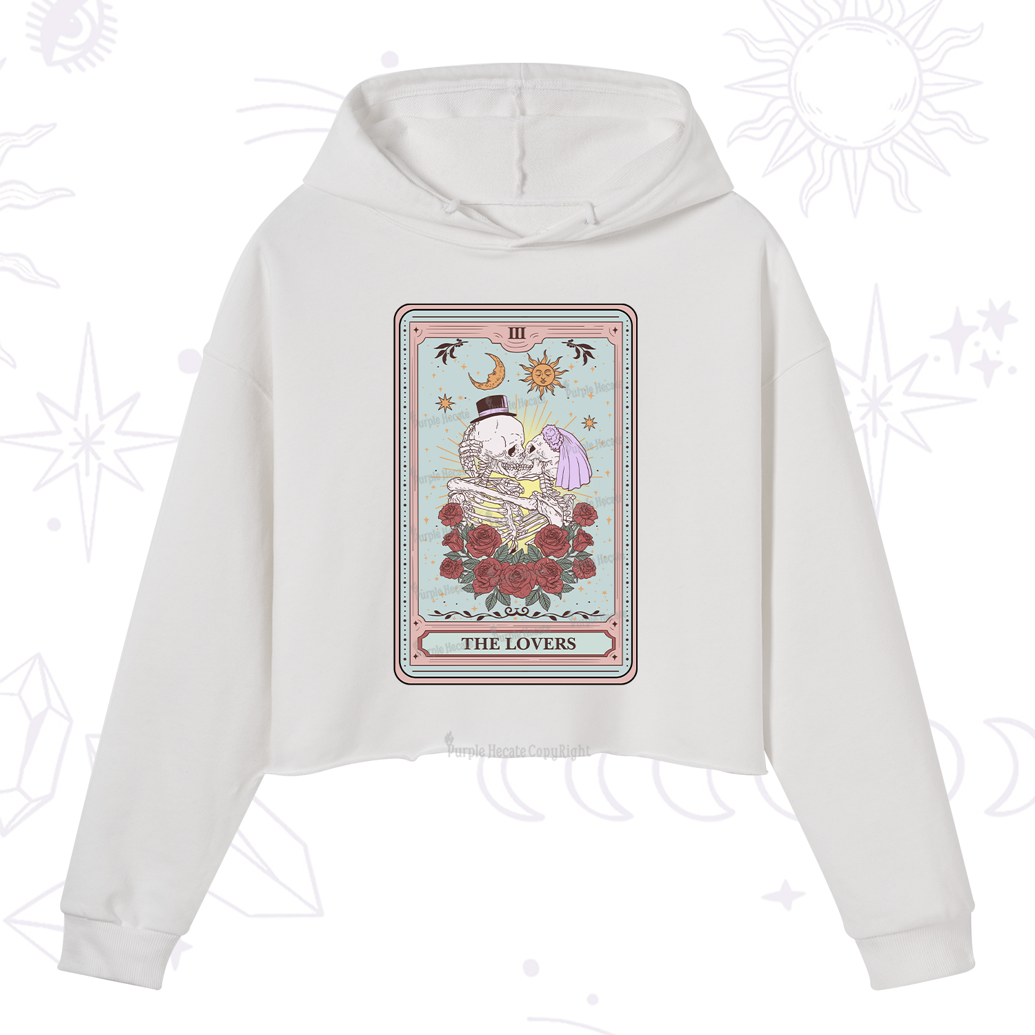 Purplehecate The Lovers Tarot Crop Hoodie