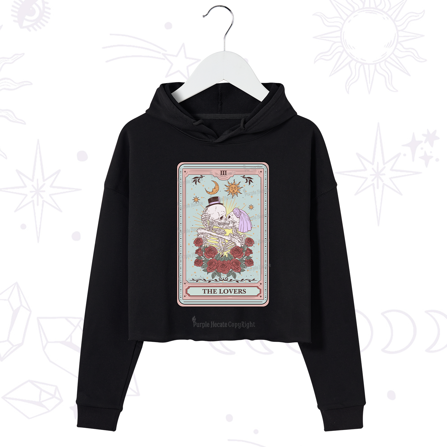 Purplehecate The Lovers Tarot Crop Hoodie