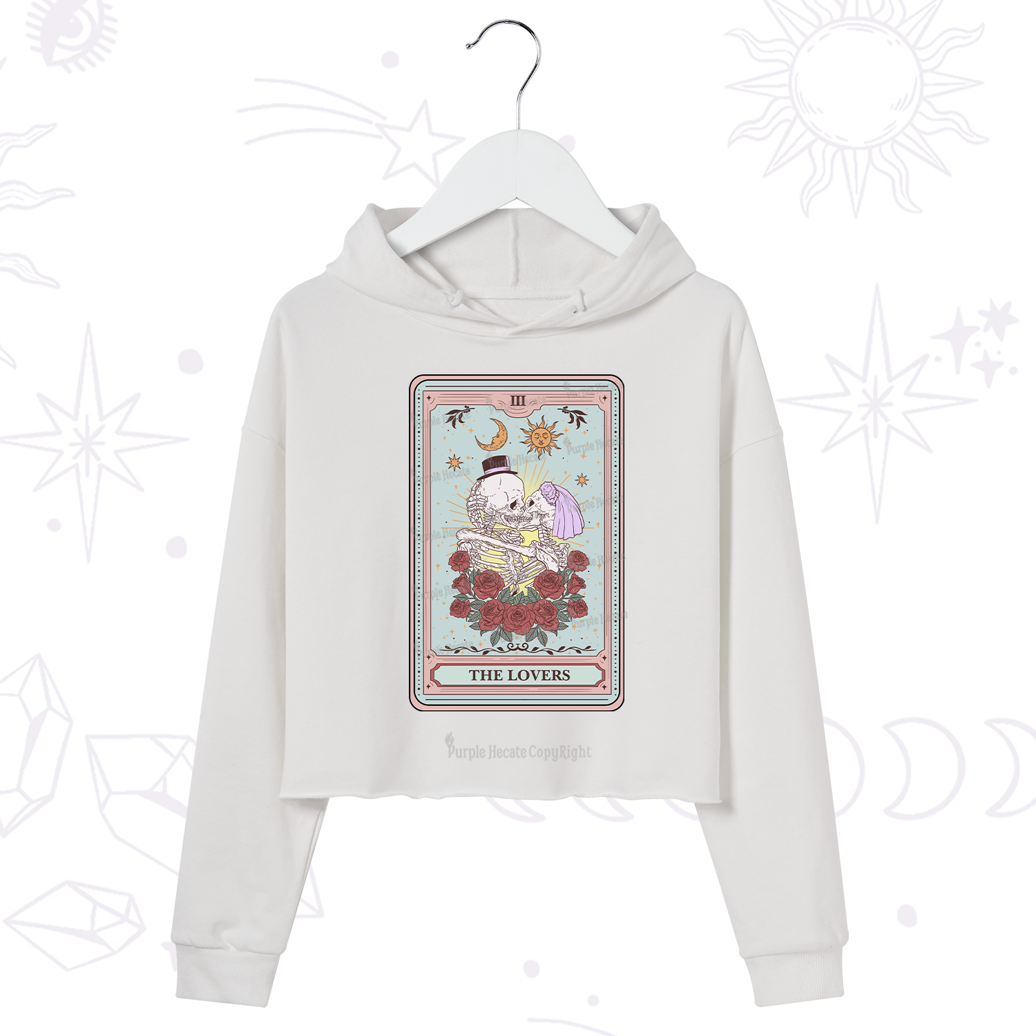 Purplehecate The Lovers Tarot Crop Hoodie