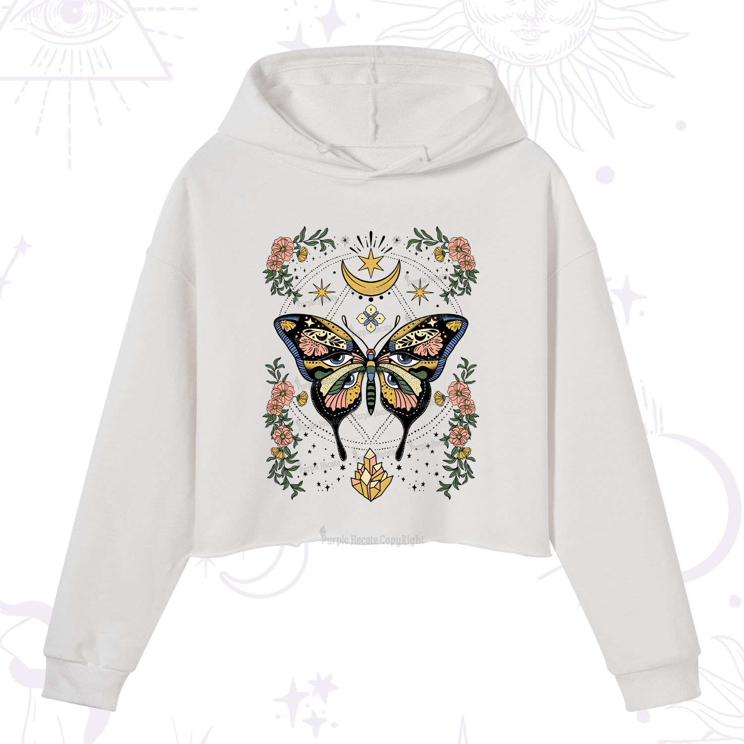 Purplehecate I Am Opening Crop Hoodie