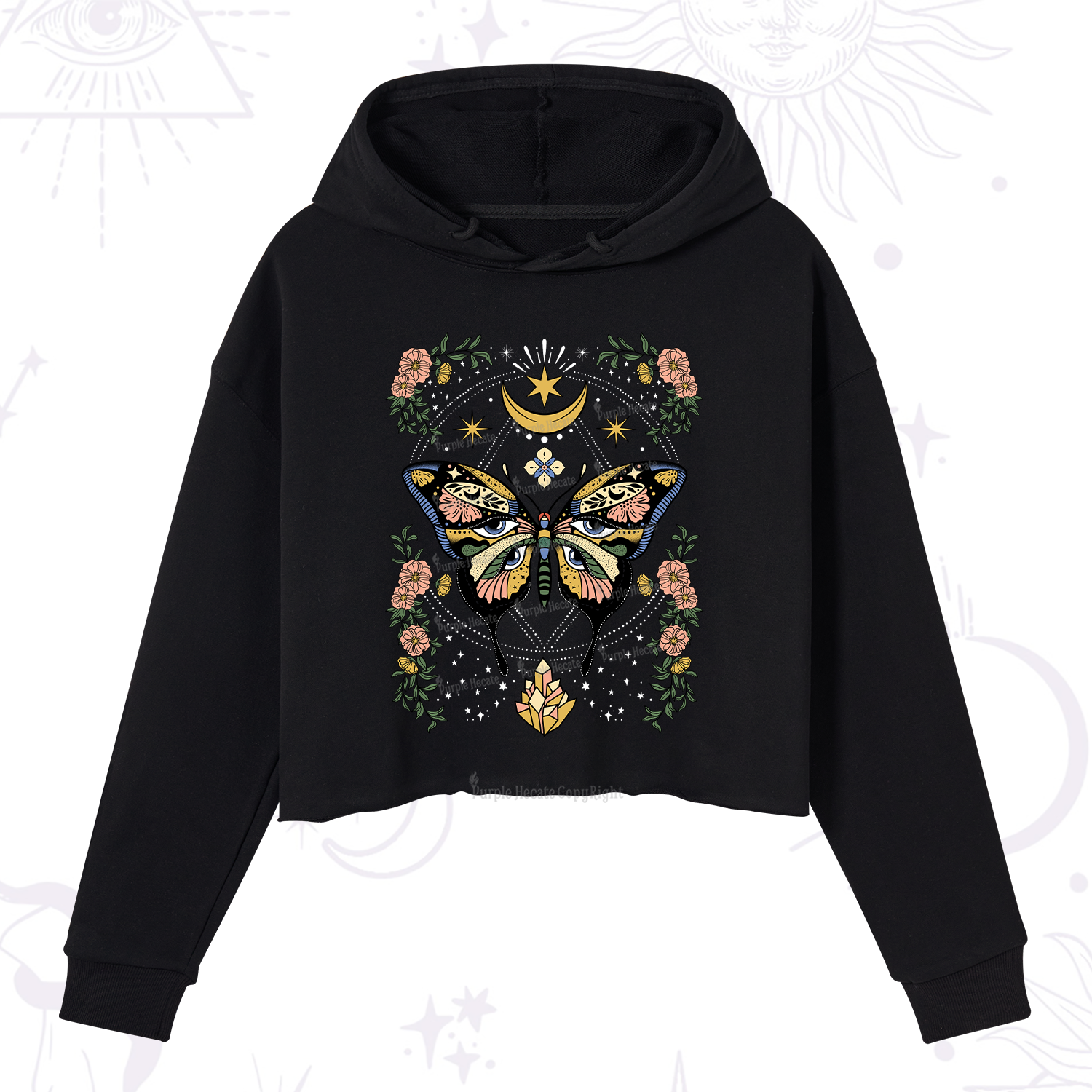 Purplehecate I Am Opening Crop Hoodie