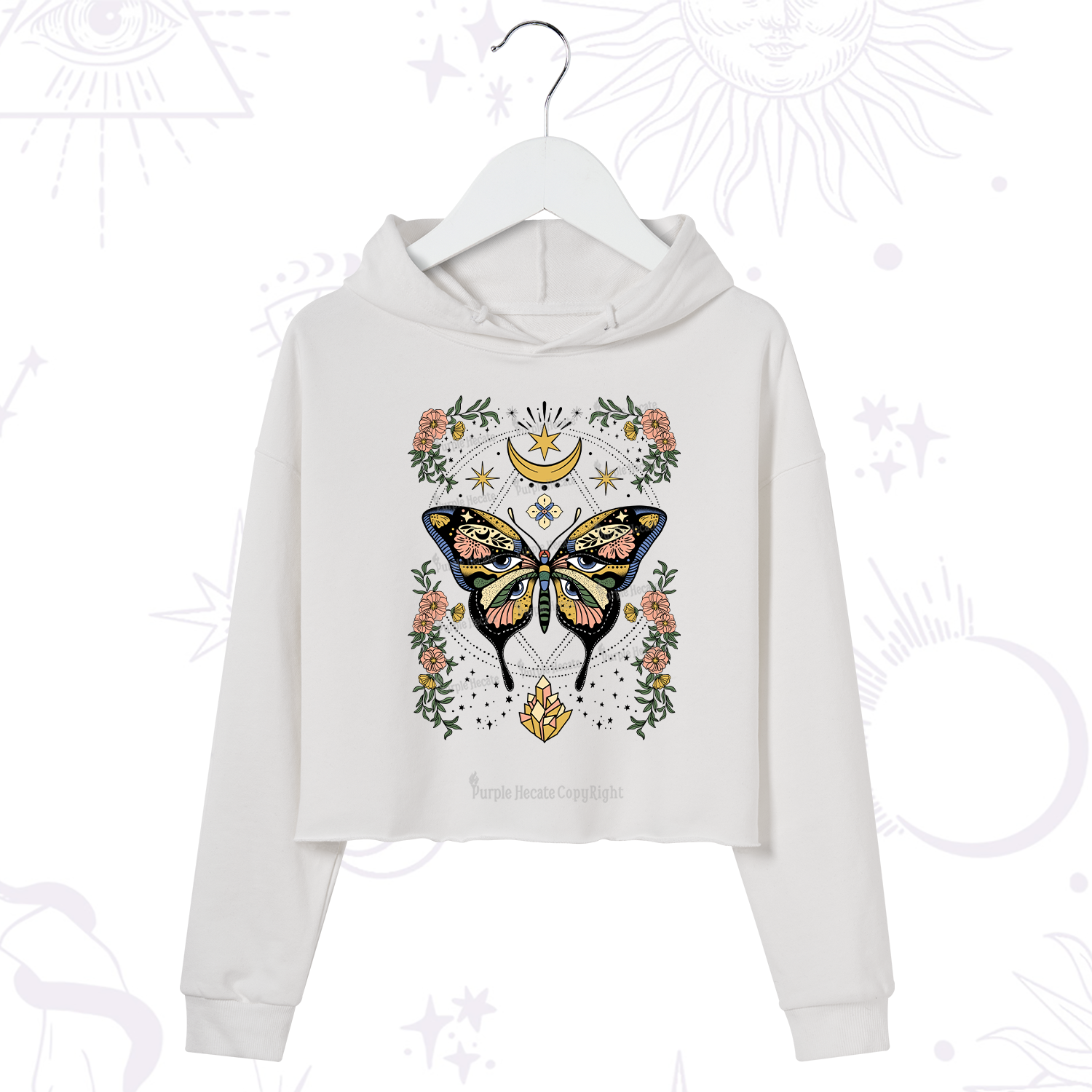 Purplehecate I Am Opening Crop Hoodie