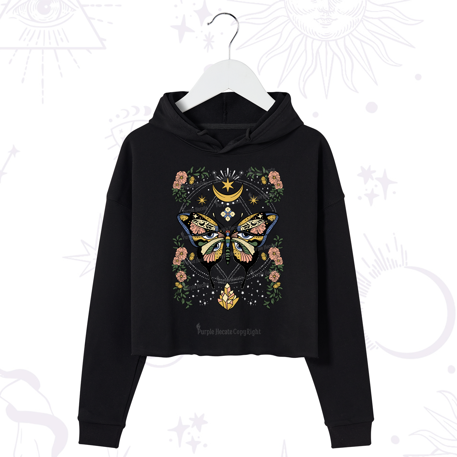 Purplehecate I Am Opening Crop Hoodie