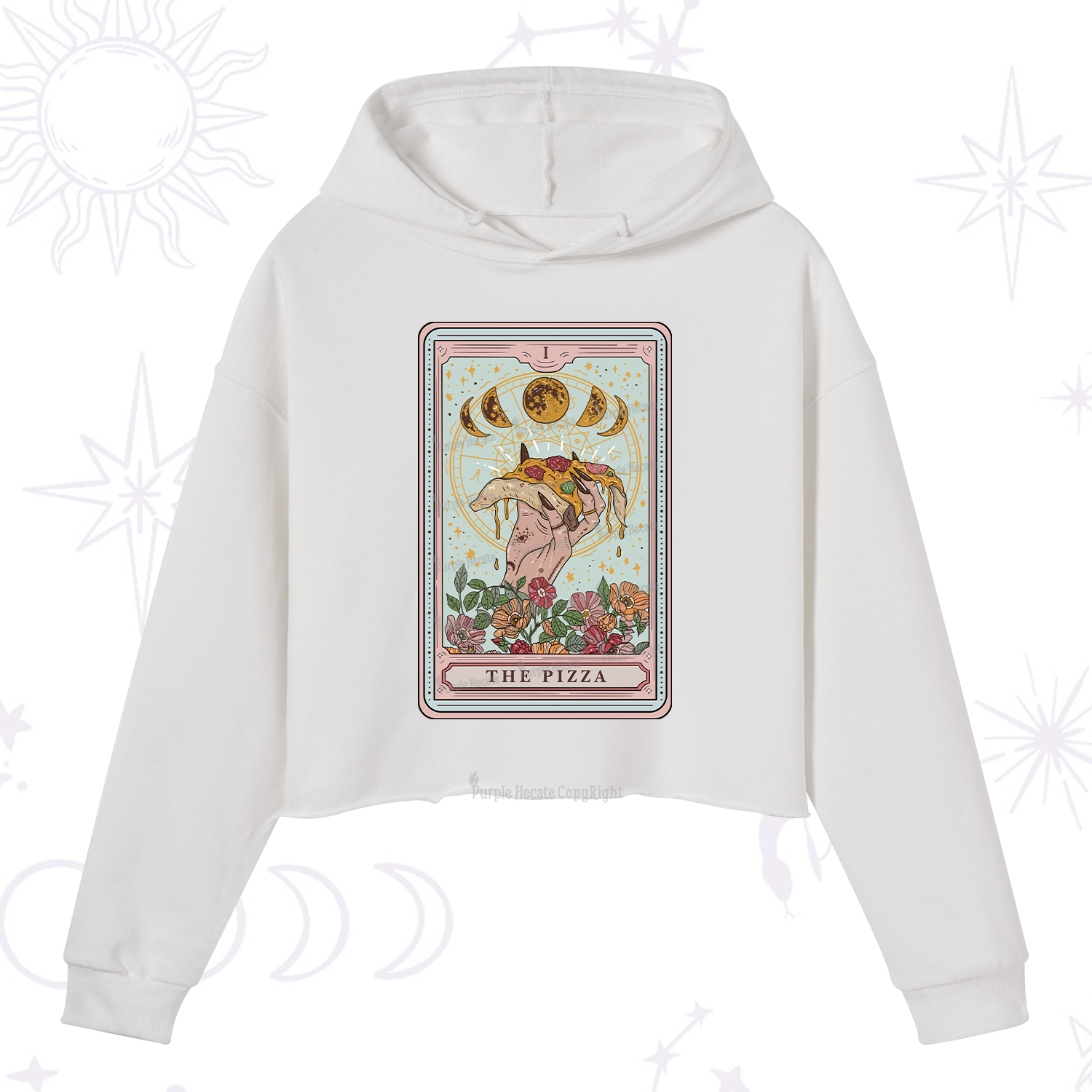 Purplehecate The Pizza Tarot Crop Hoodie