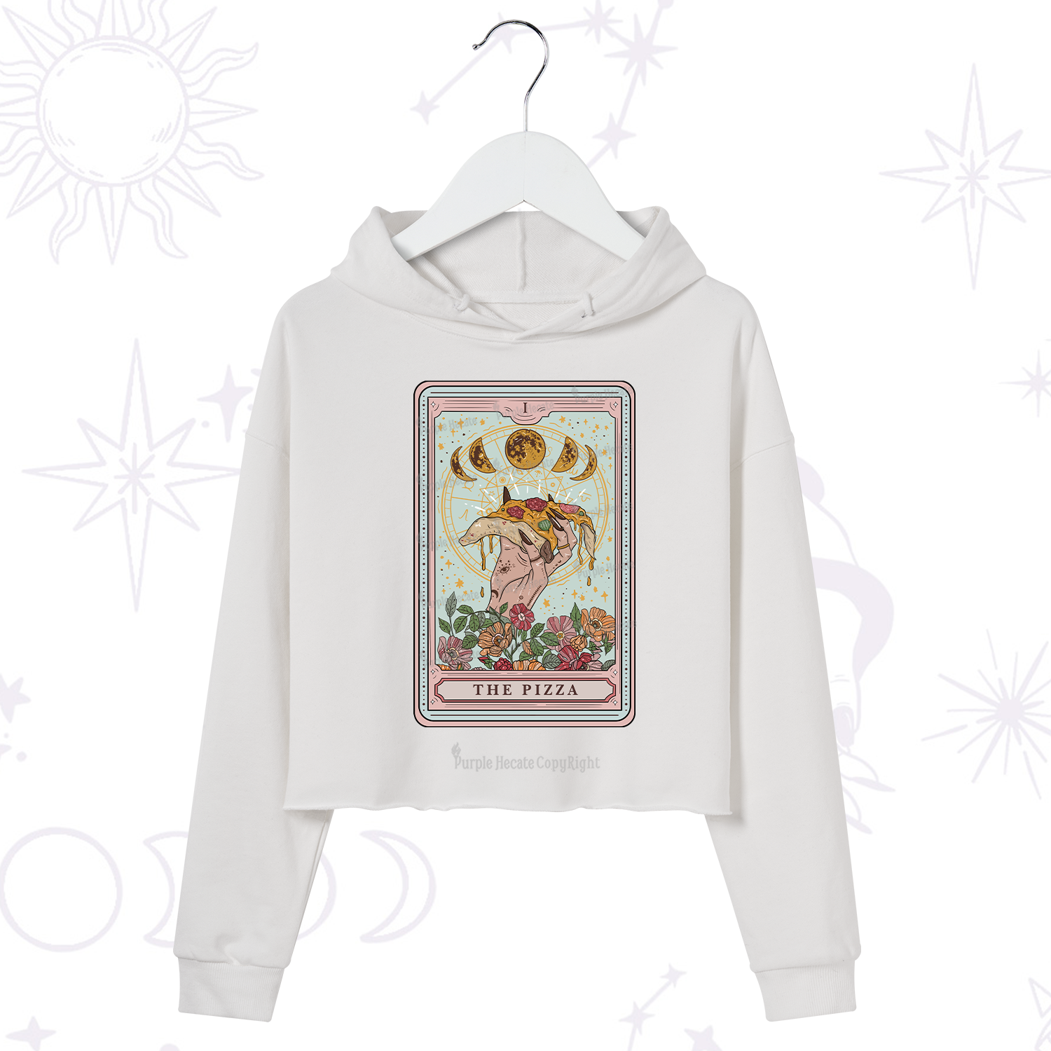 Purplehecate The Pizza Tarot Crop Hoodie
