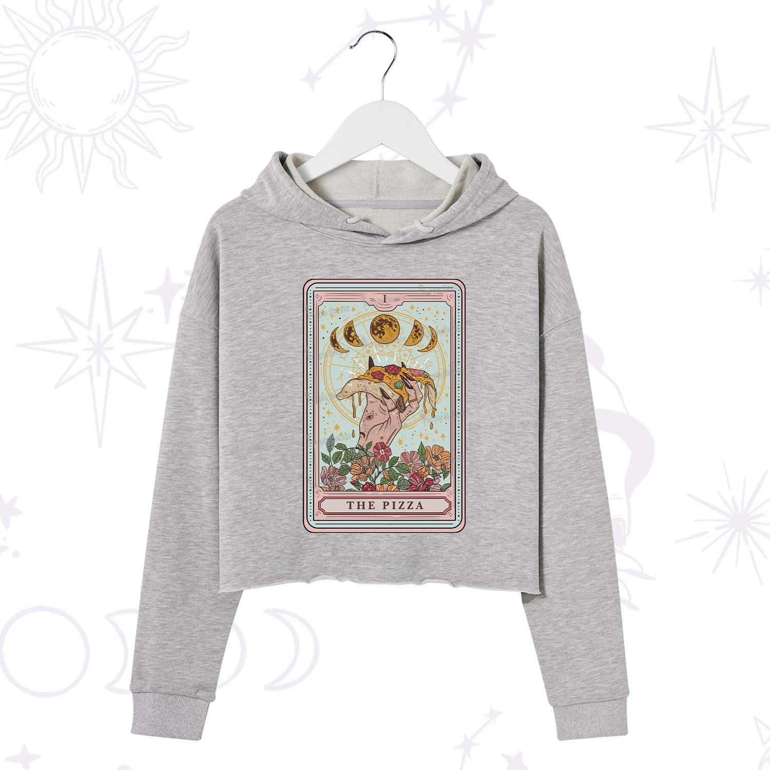 Purplehecate The Pizza Tarot Crop Hoodie