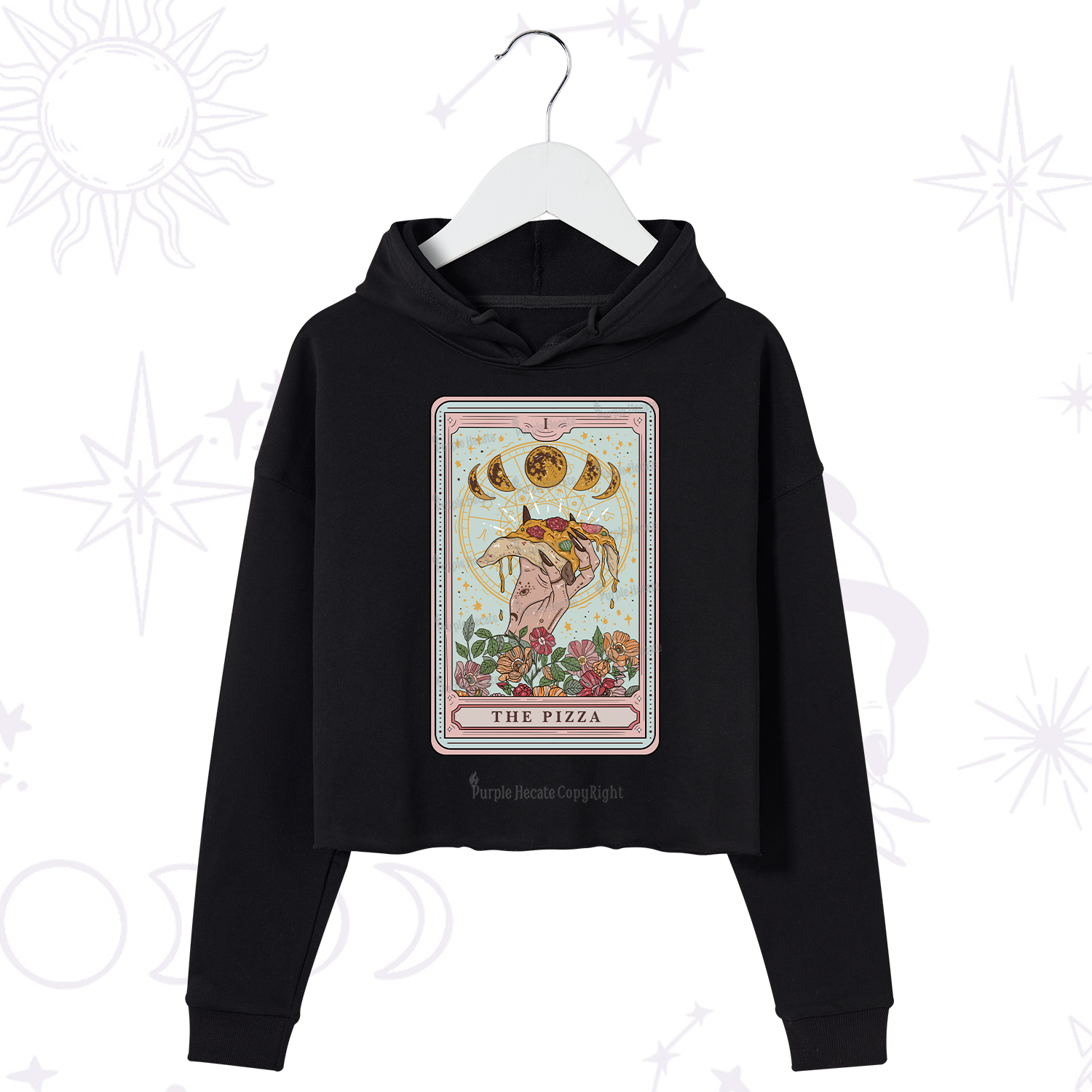 Purplehecate The Pizza Tarot Crop Hoodie