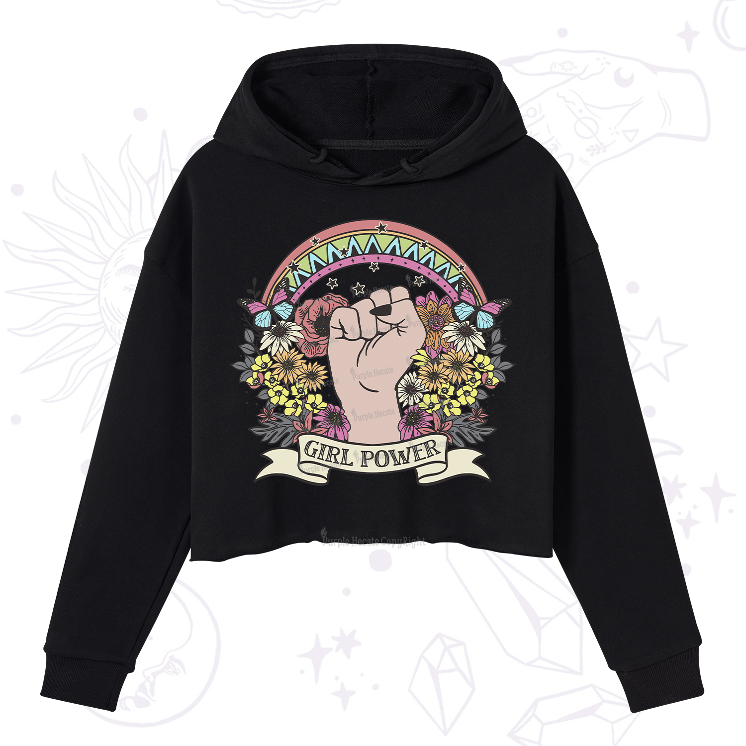 Purplehecate Girl Power Crop Hoodie