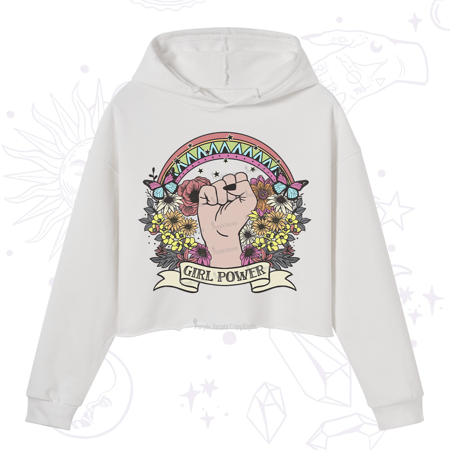 Purplehecate Girl Power Crop Hoodie