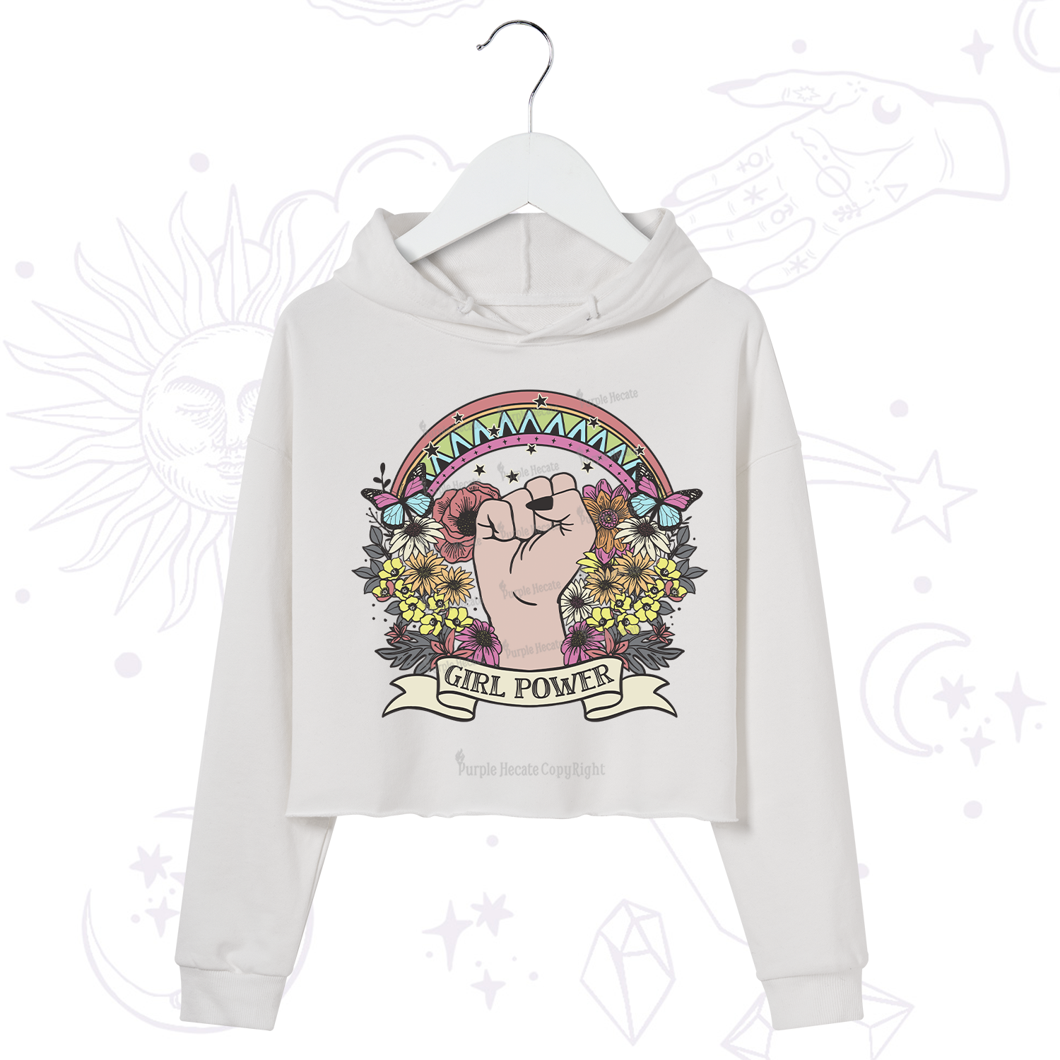 Purplehecate Girl Power Crop Hoodie