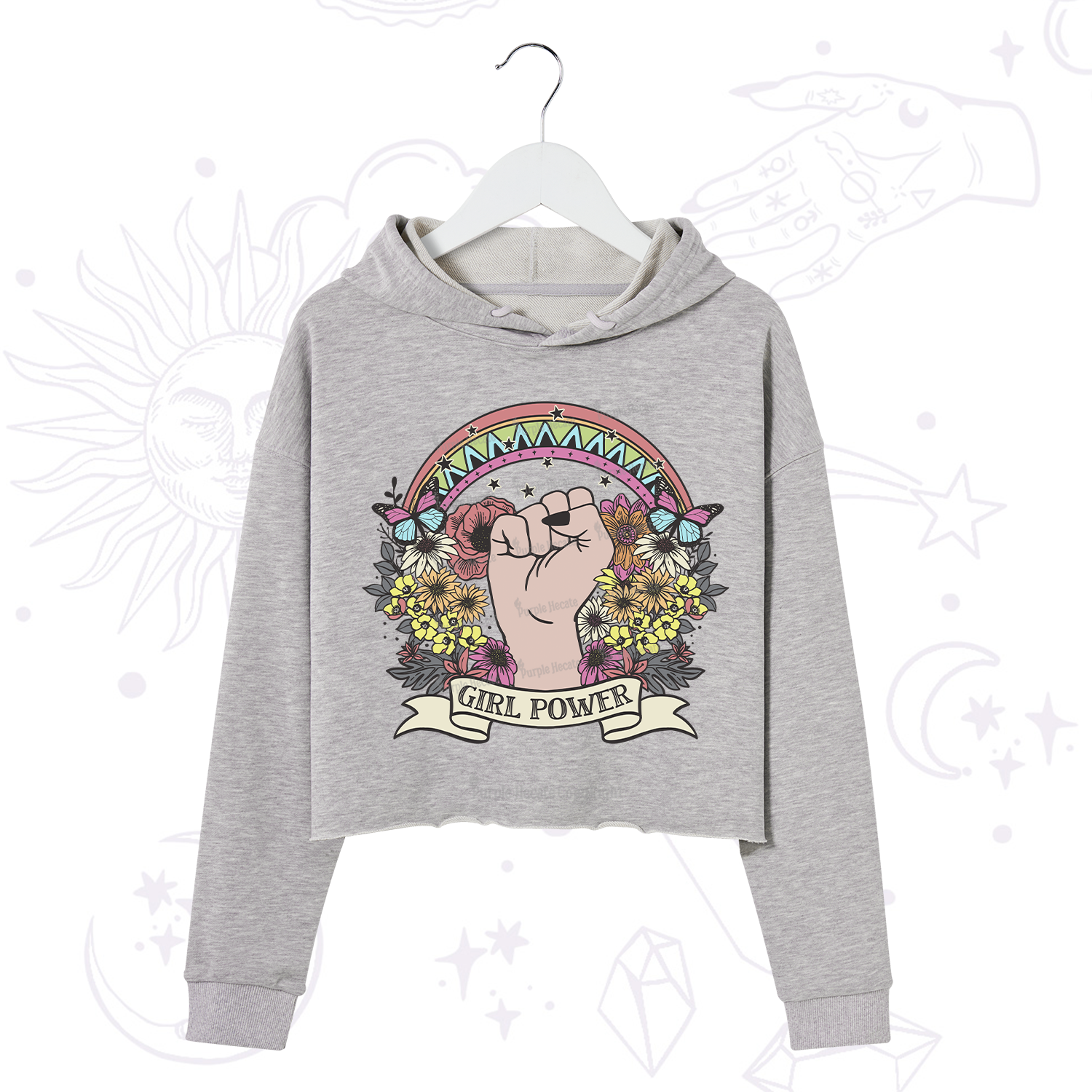 Purplehecate Girl Power Crop Hoodie
