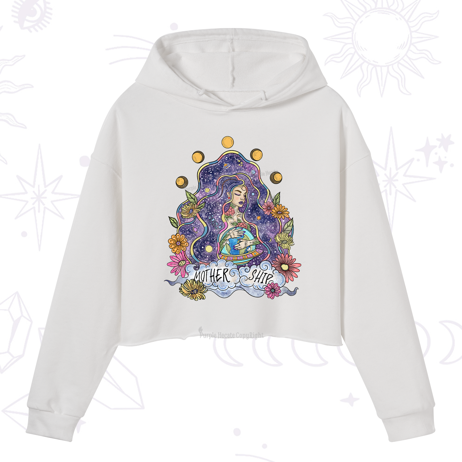 Purplehecate Mother Ship Crop Hoodie