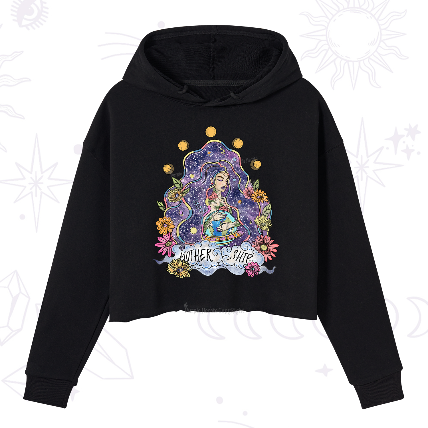 Purplehecate Mother Ship Crop Hoodie