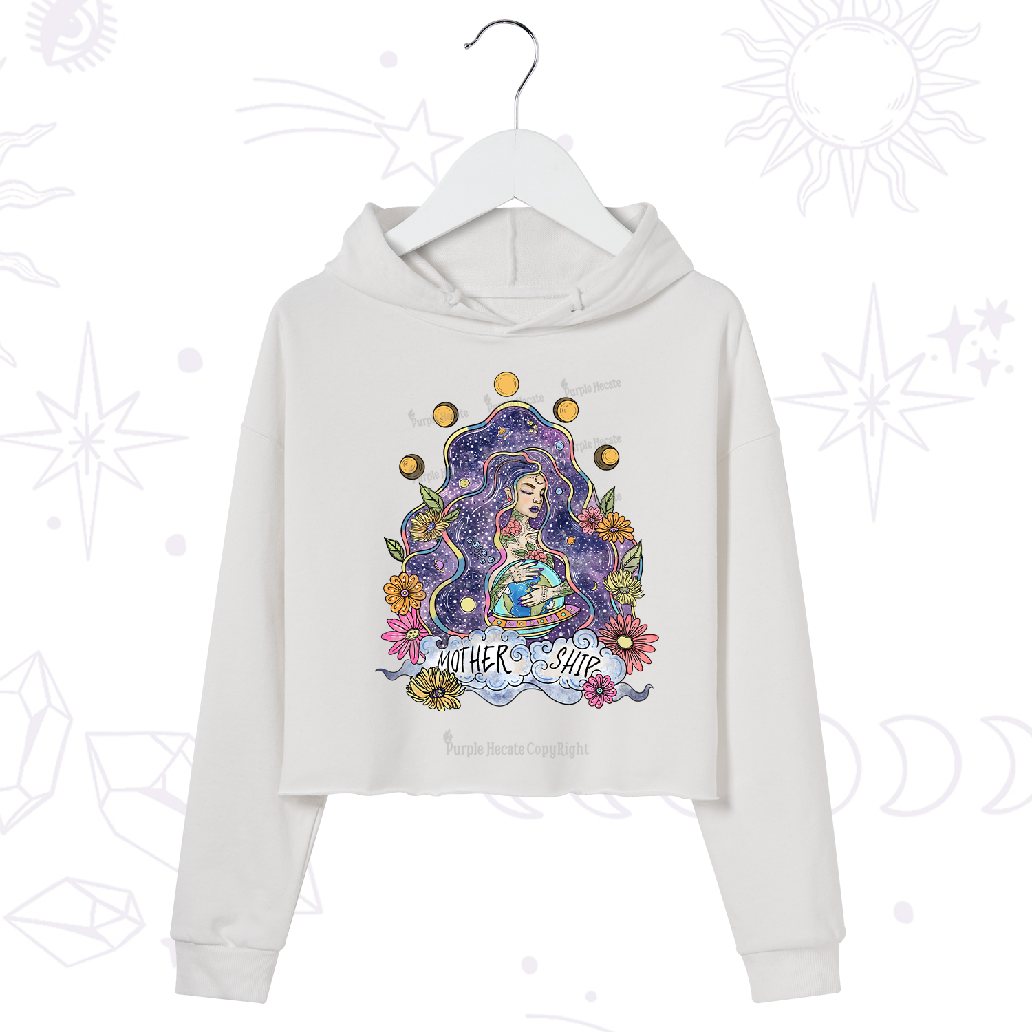 Purplehecate Mother Ship Crop Hoodie