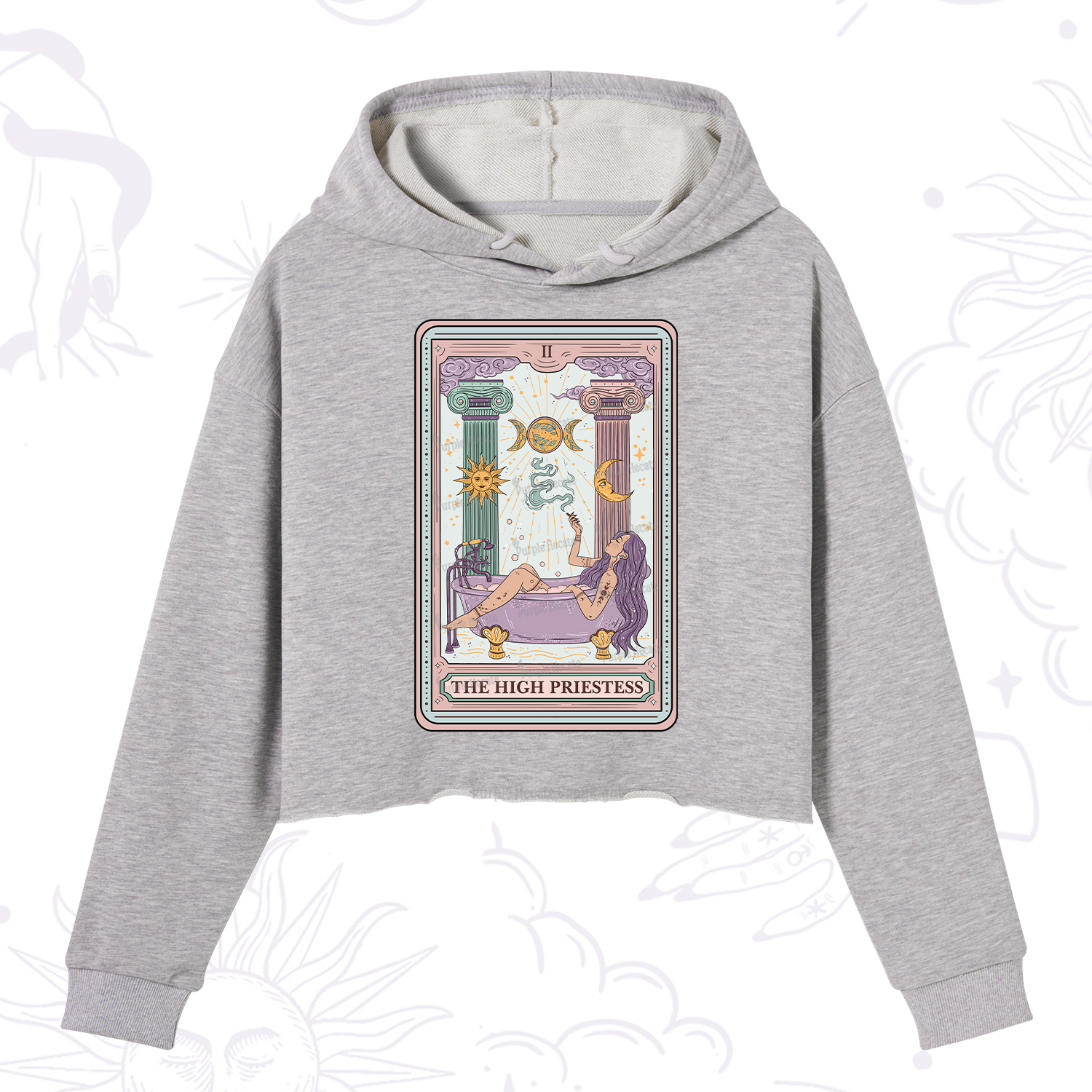 Purplehecate The High Priestess Tarot Crop Hoodie