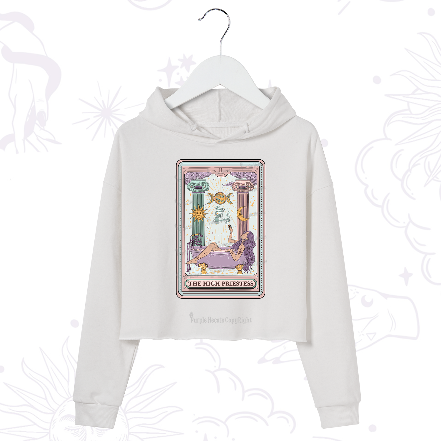 Purplehecate The High Priestess Tarot Crop Hoodie