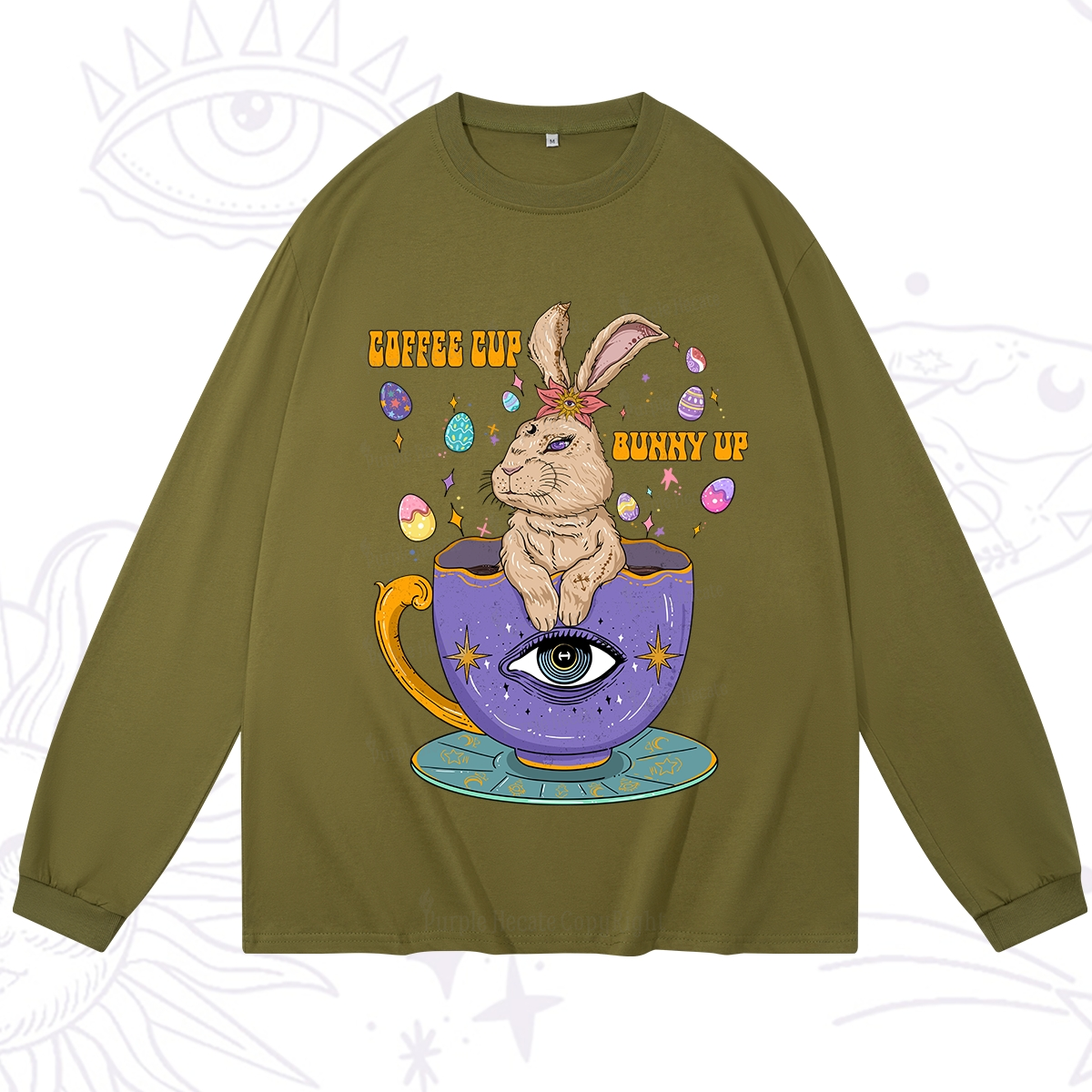 Purplehecate Coffee Cup Bunny Up Long Sleeve T-Shirt