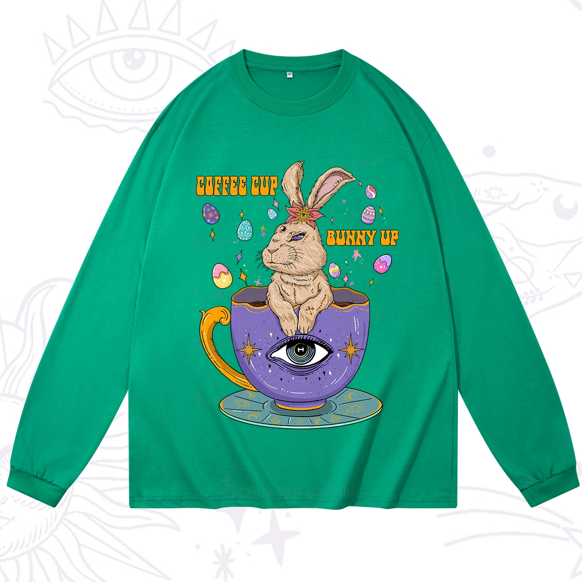 Purplehecate Coffee Cup Bunny Up Long Sleeve T-Shirt
