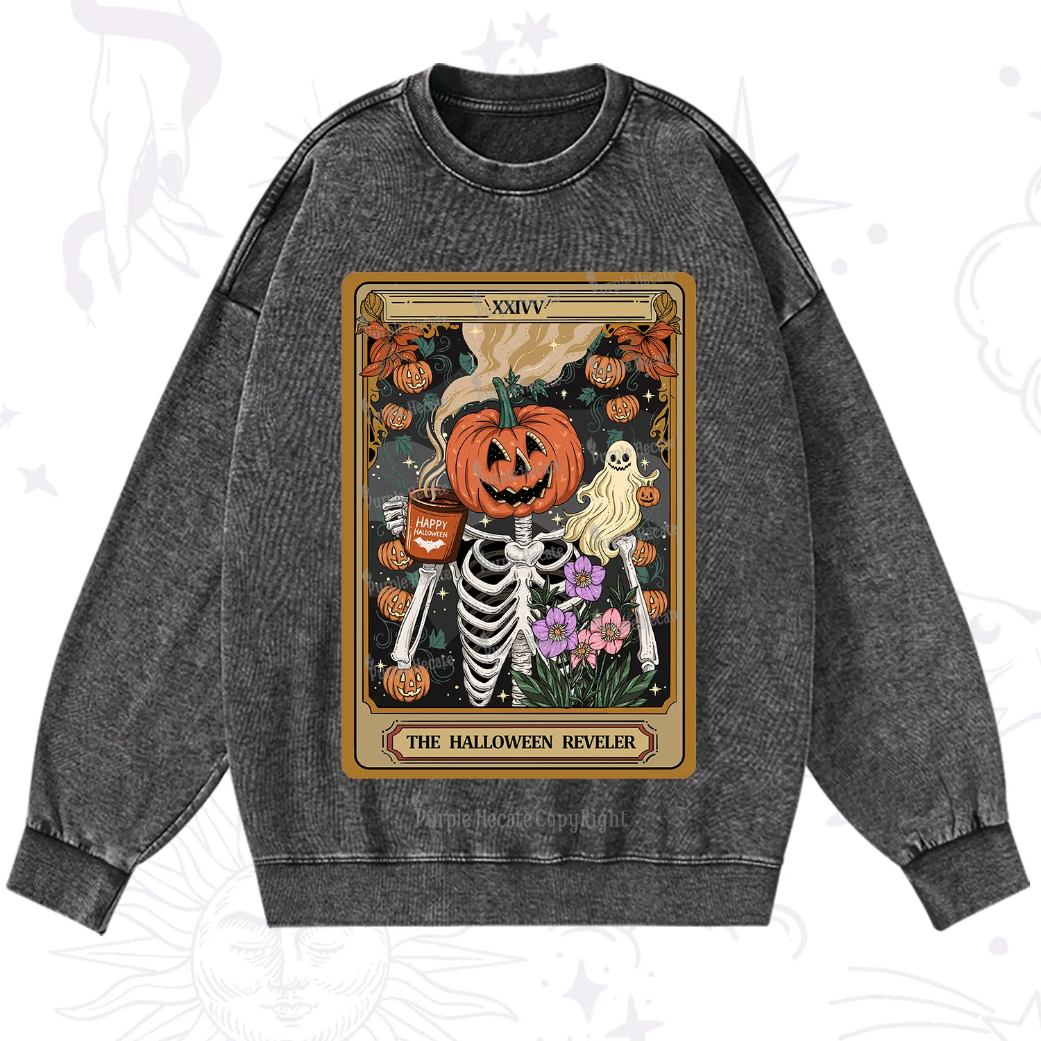 Purplehecate The Halloween Reveler Tarot Washed Sweatshirt