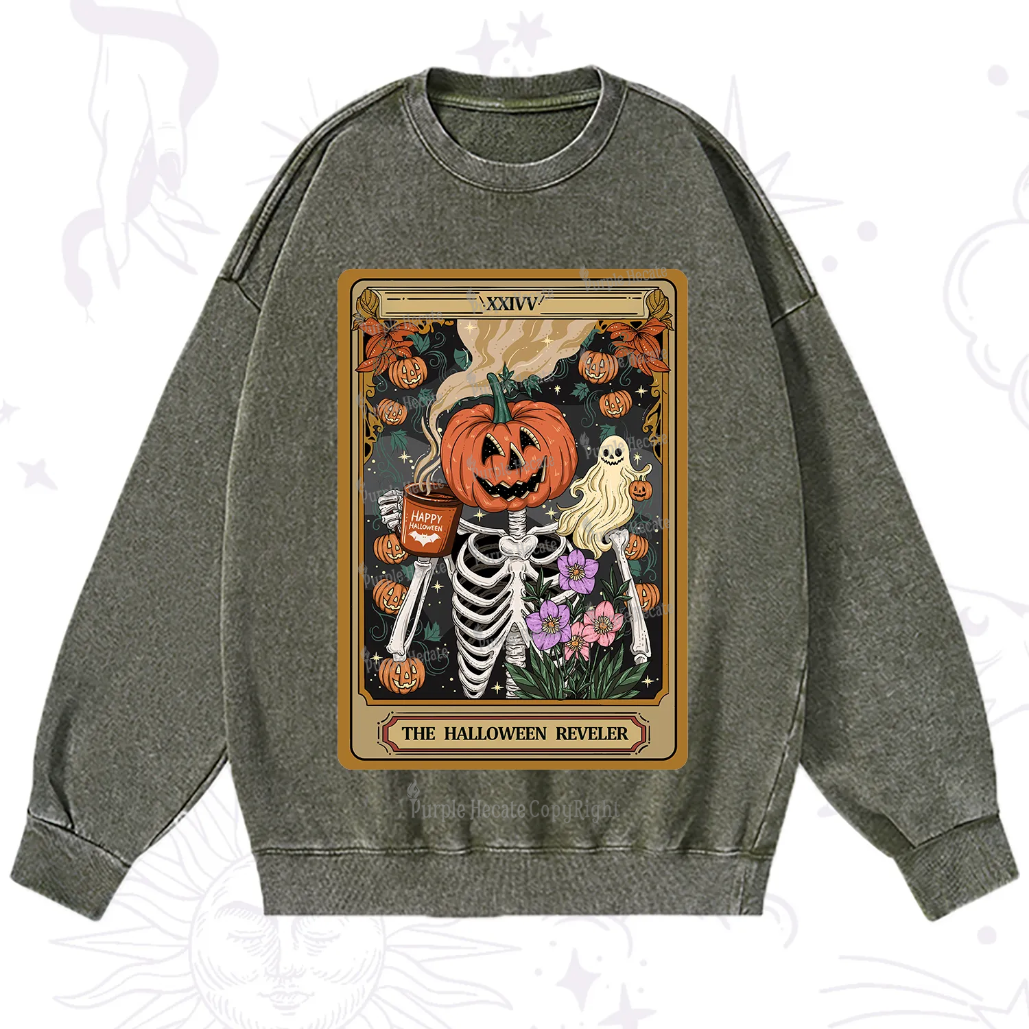 Purplehecate The Halloween Reveler Tarot Washed Sweatshirt