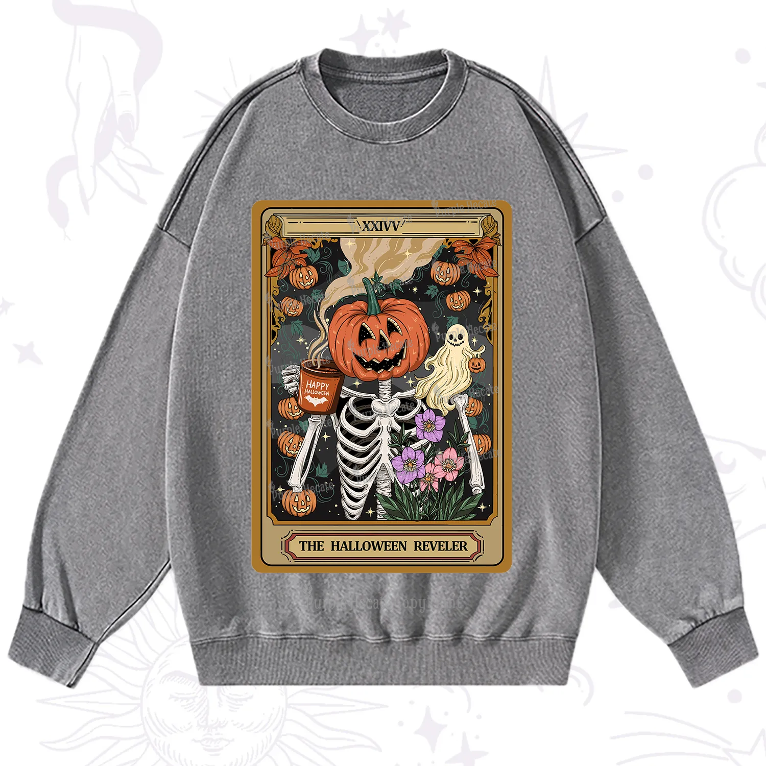 Purplehecate The Halloween Reveler Tarot Washed Sweatshirt