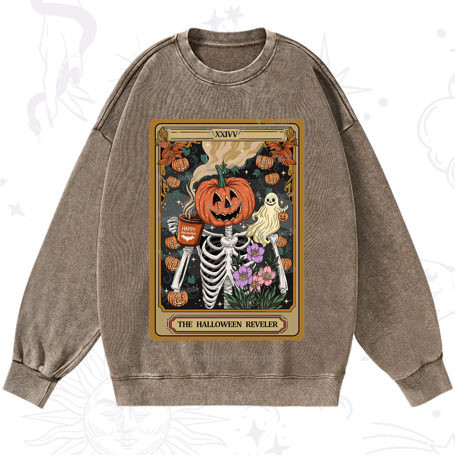 Purplehecate The Halloween Reveler Tarot Washed Sweatshirt