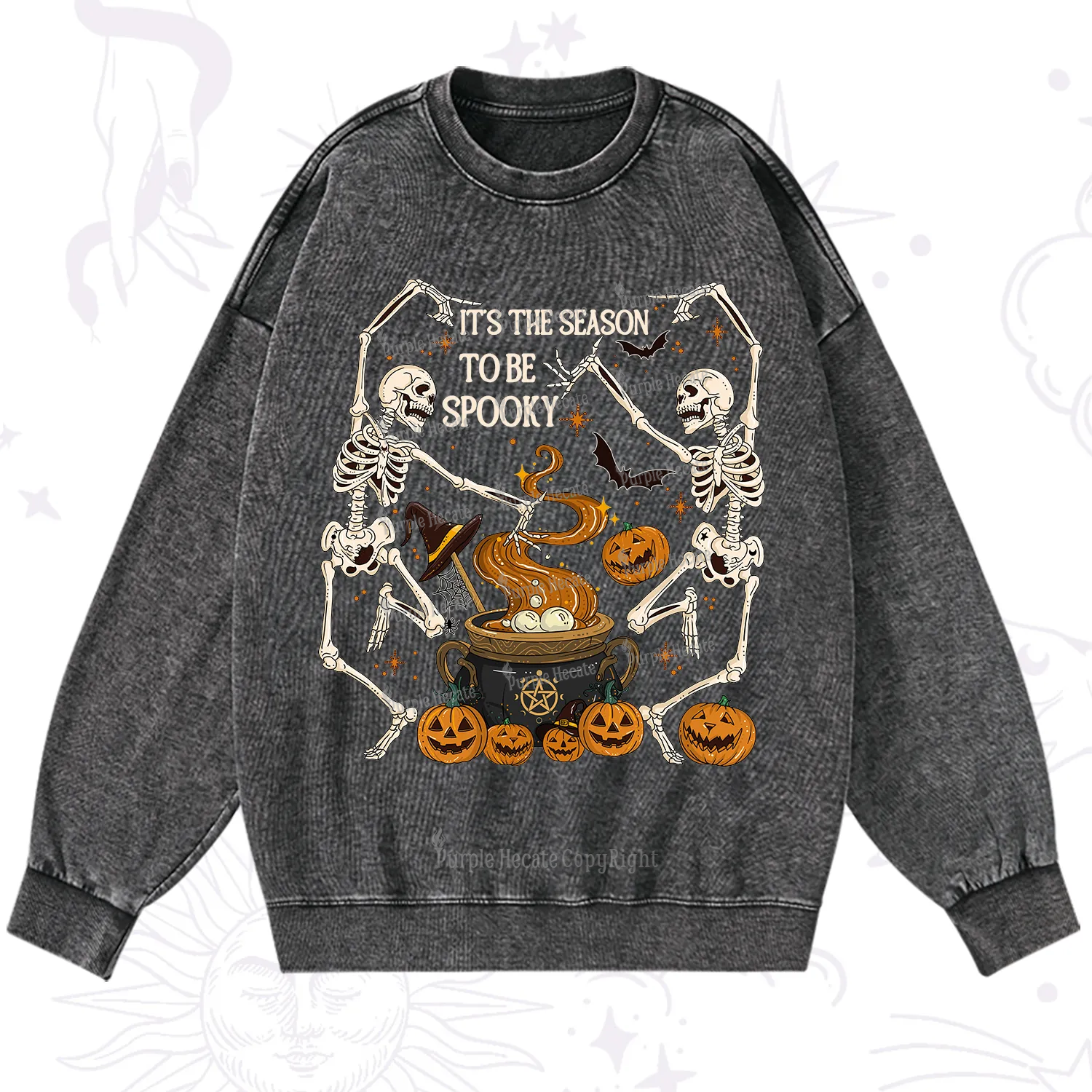 Purplehecate Halloween It's the Season to be Spooky Washed Sweatshirt