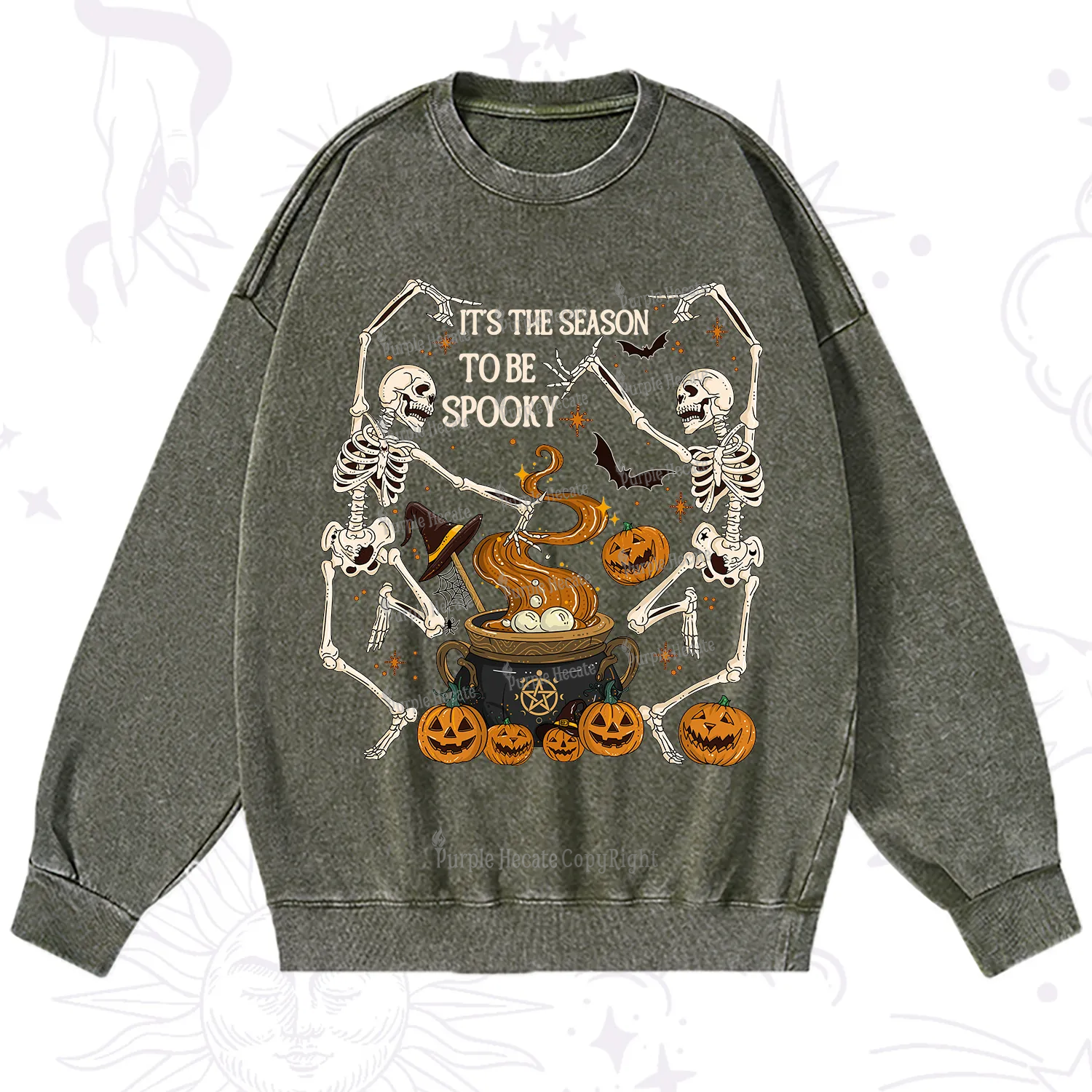 Purplehecate Halloween It's the Season to be Spooky Washed Sweatshirt