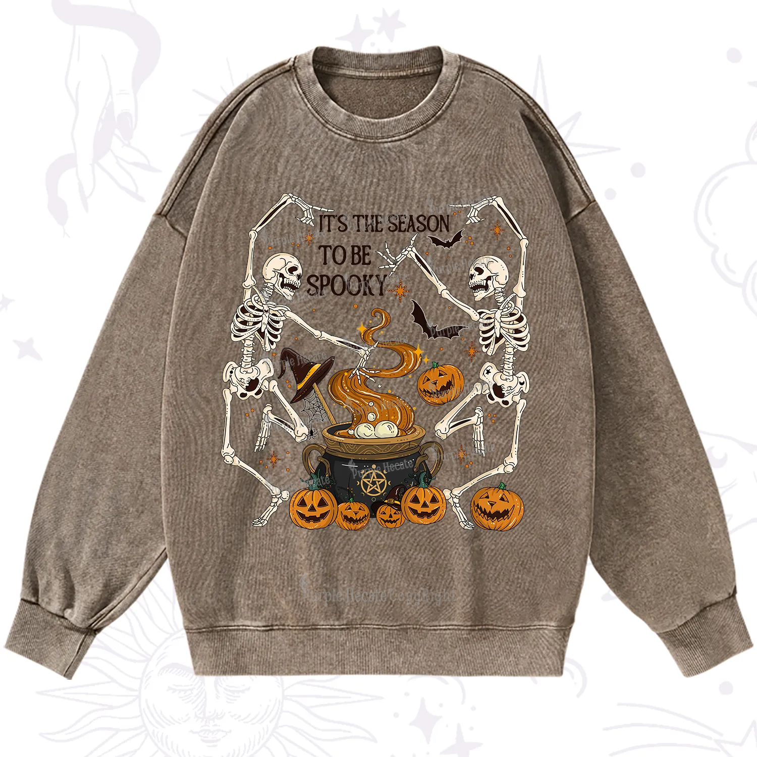 Purplehecate Halloween It's the Season to be Spooky Washed Sweatshirt