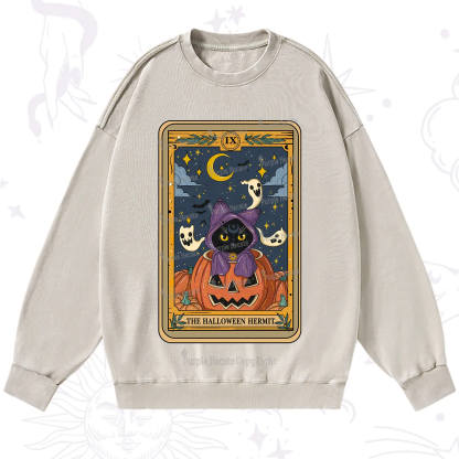 Purplehecate The Halloween Hermit Tarot Washed Sweatshirt
