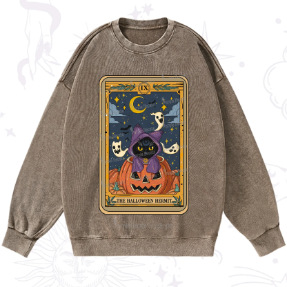 Purplehecate The Halloween Hermit Tarot Washed Sweatshirt