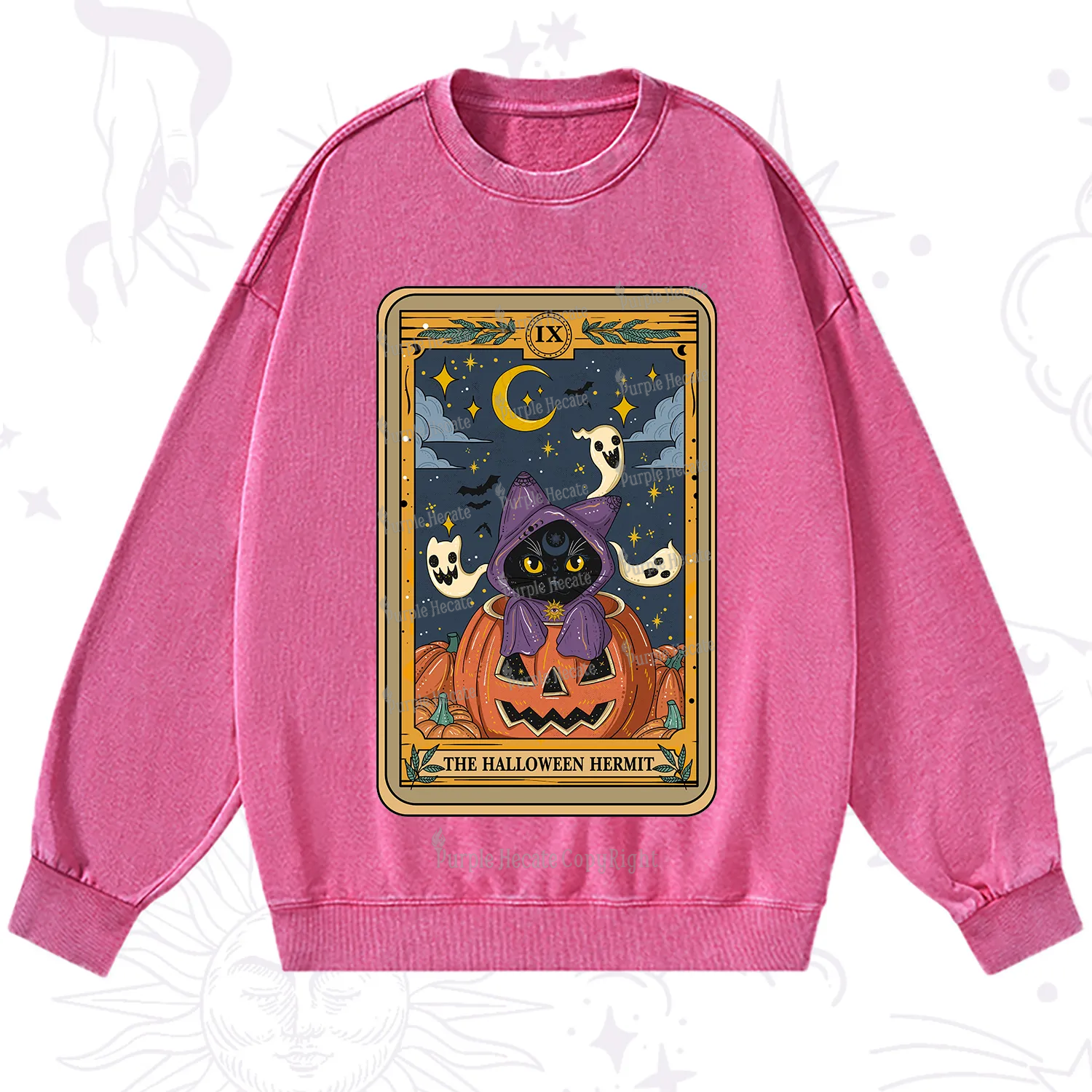 Purplehecate The Halloween Hermit Tarot Washed Sweatshirt