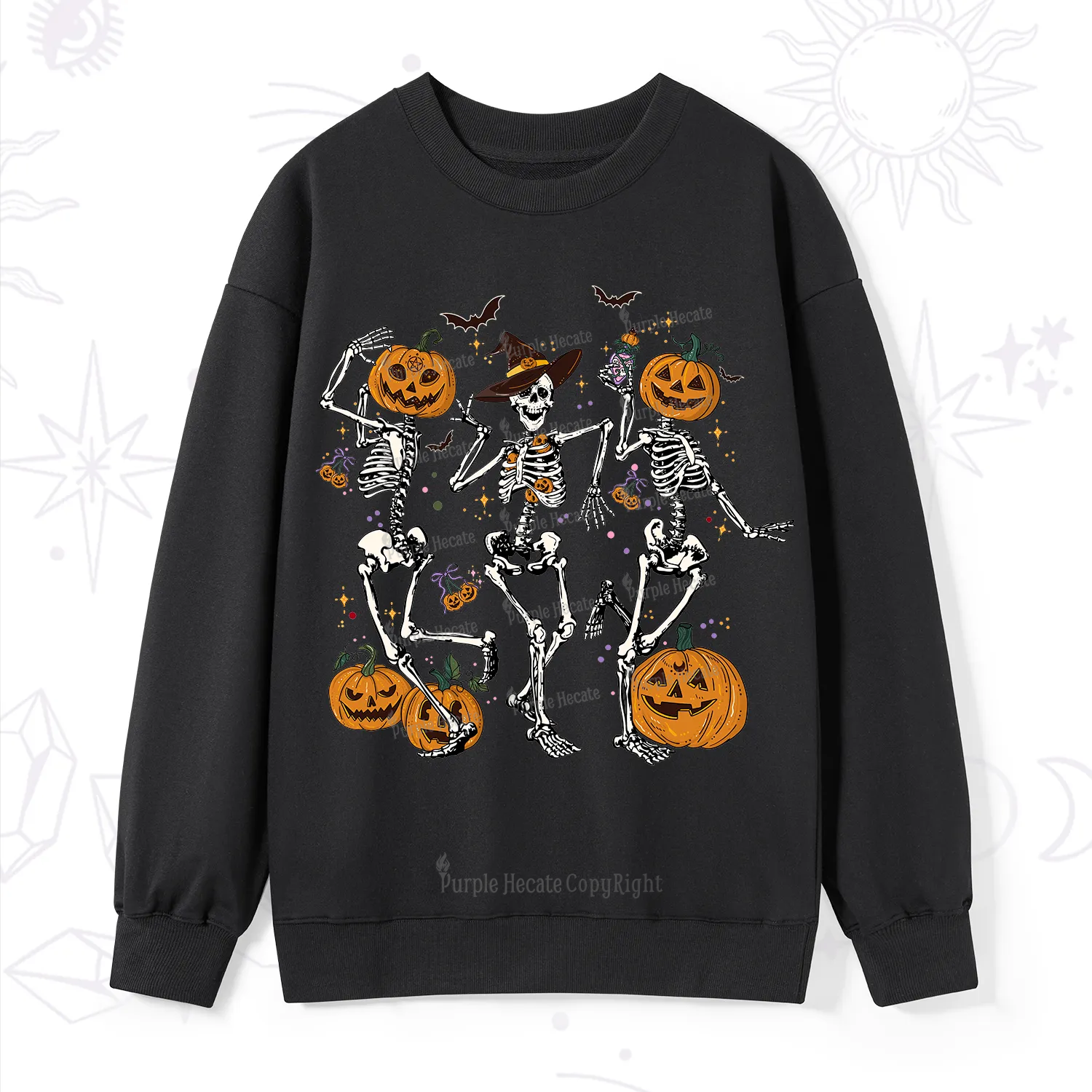 Purplehecate Pumpkin Head Skeleton Dance Halloween Sweatshirt